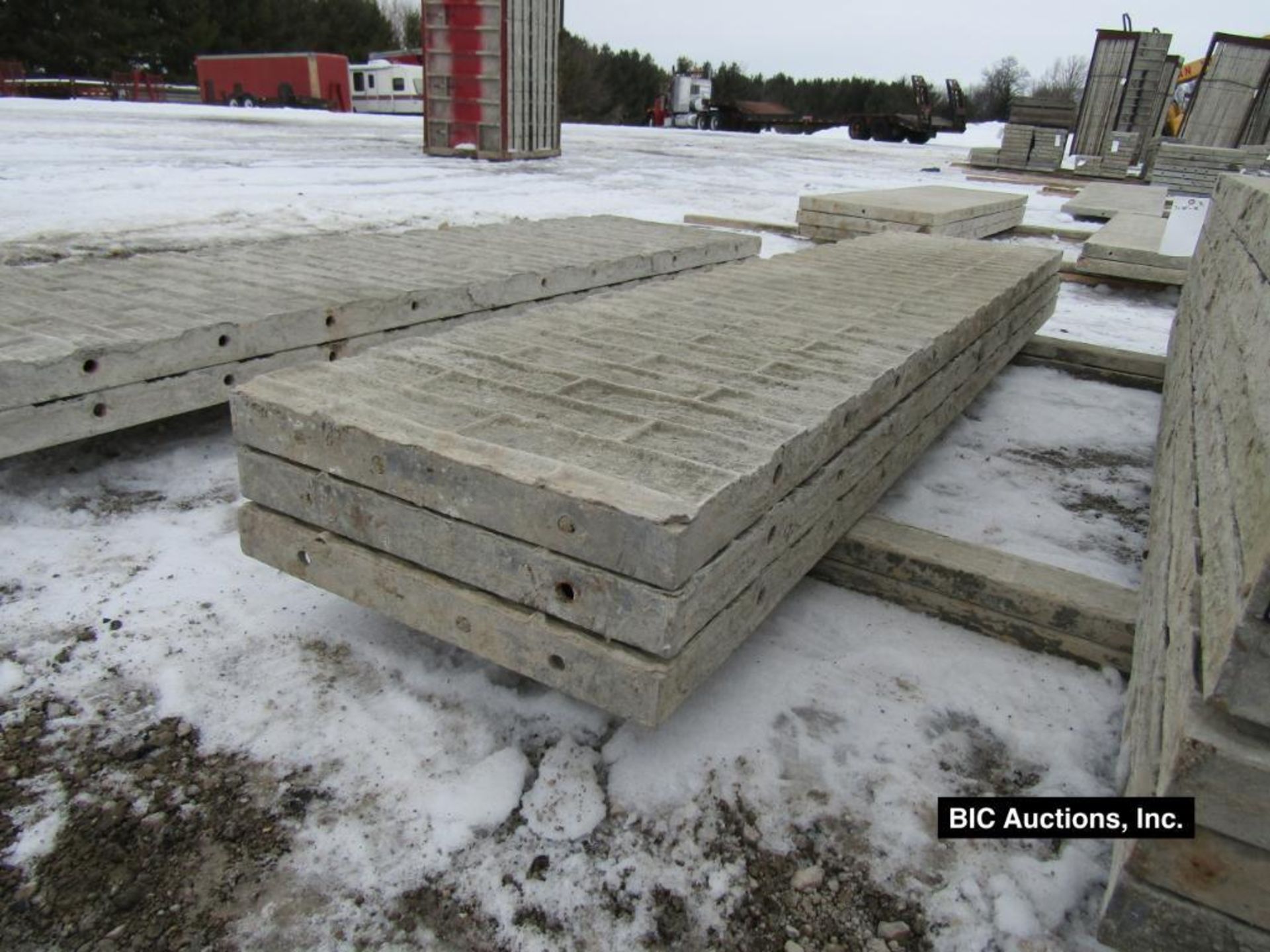 (3) 20" x 8' Durand Aluminum Concrete Forms, Textured Brick, 8" Hole Pattern, Located in Waldo, WI - Image 2 of 2