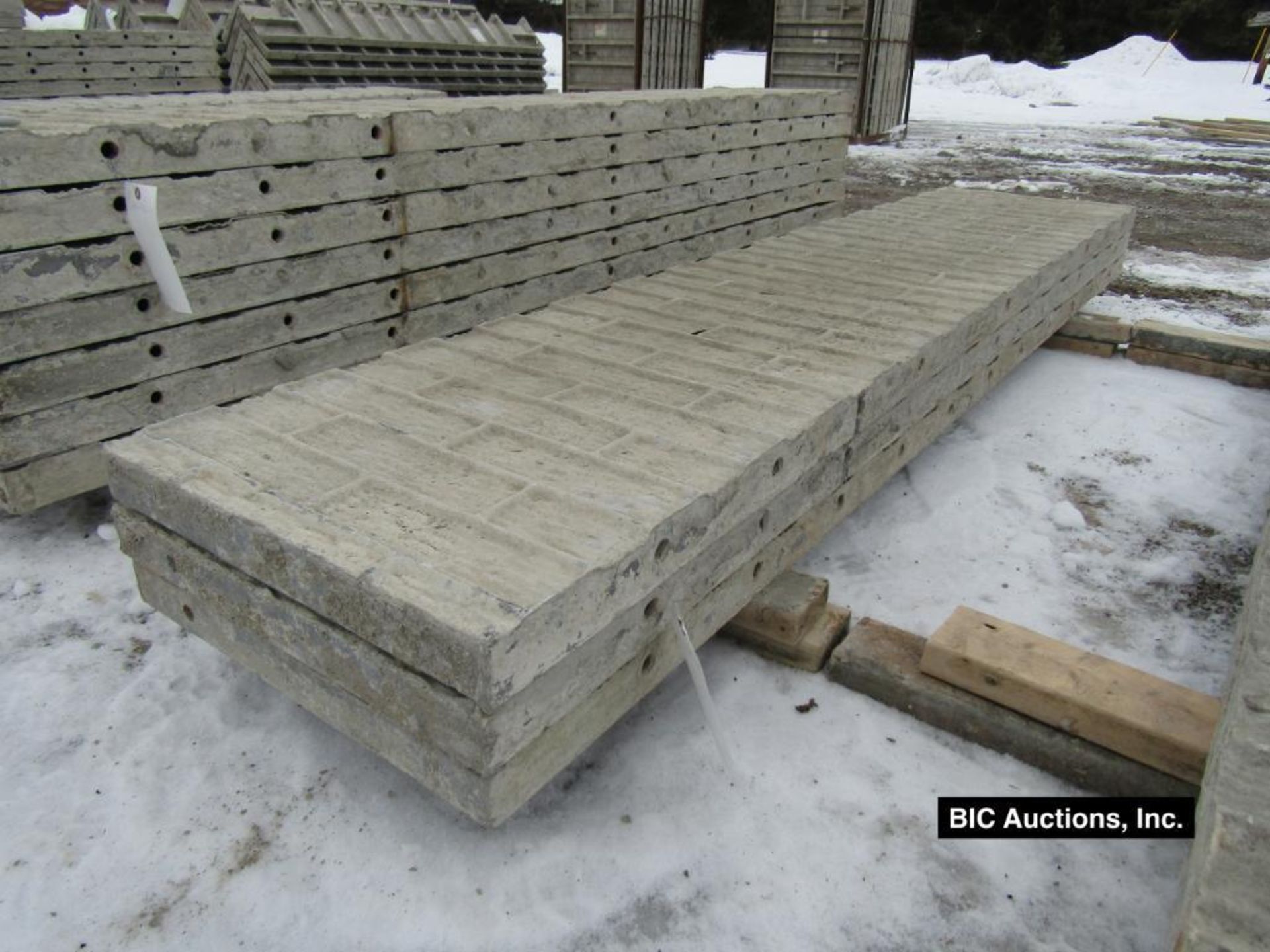 (3) 20" x 8' Durand Aluminum Concrete Forms, Textured Brick, 8" Hole Pattern, Located in Waldo, WI
