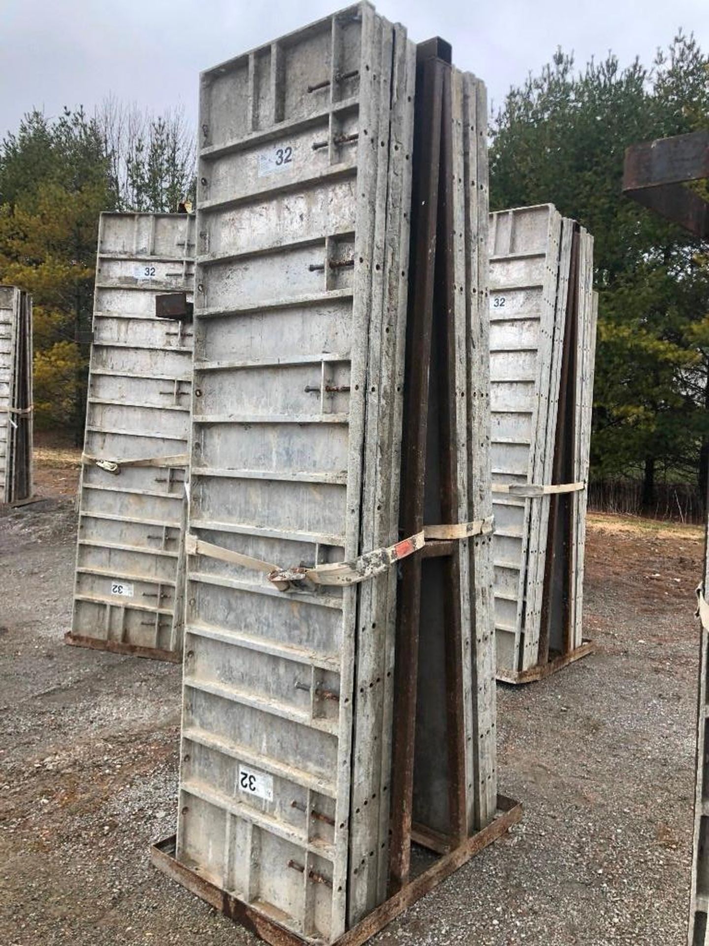 (12) 32" x 10' Precise Aluminum Concrete Forms, Smooth 8" Hole Pattern with Attached Hardware,