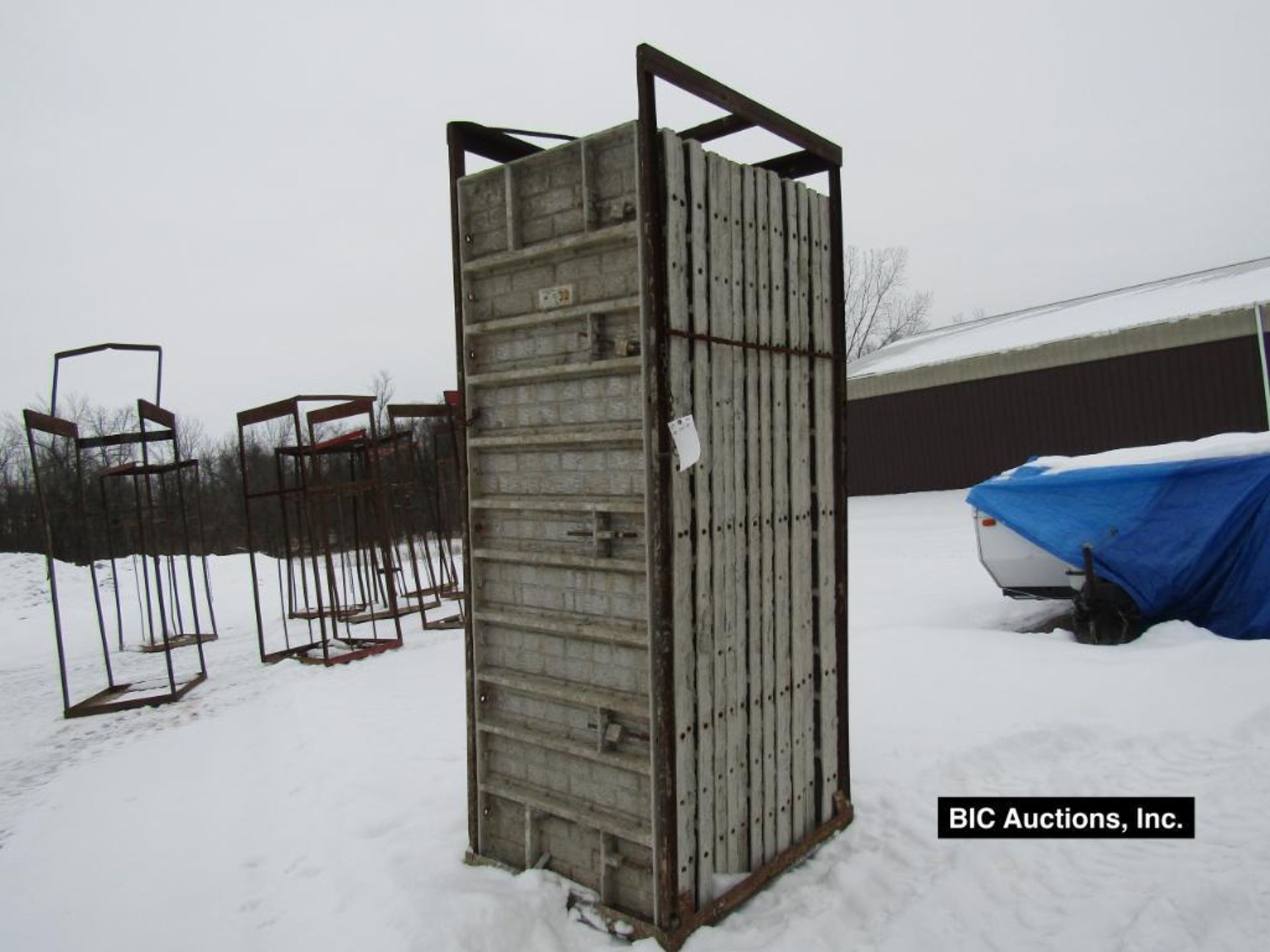 (18) 32" x 8' Durand Aluminum Concrete Forms, Textured Brick, 8" Hole Pattern, Located in Waldo, WI