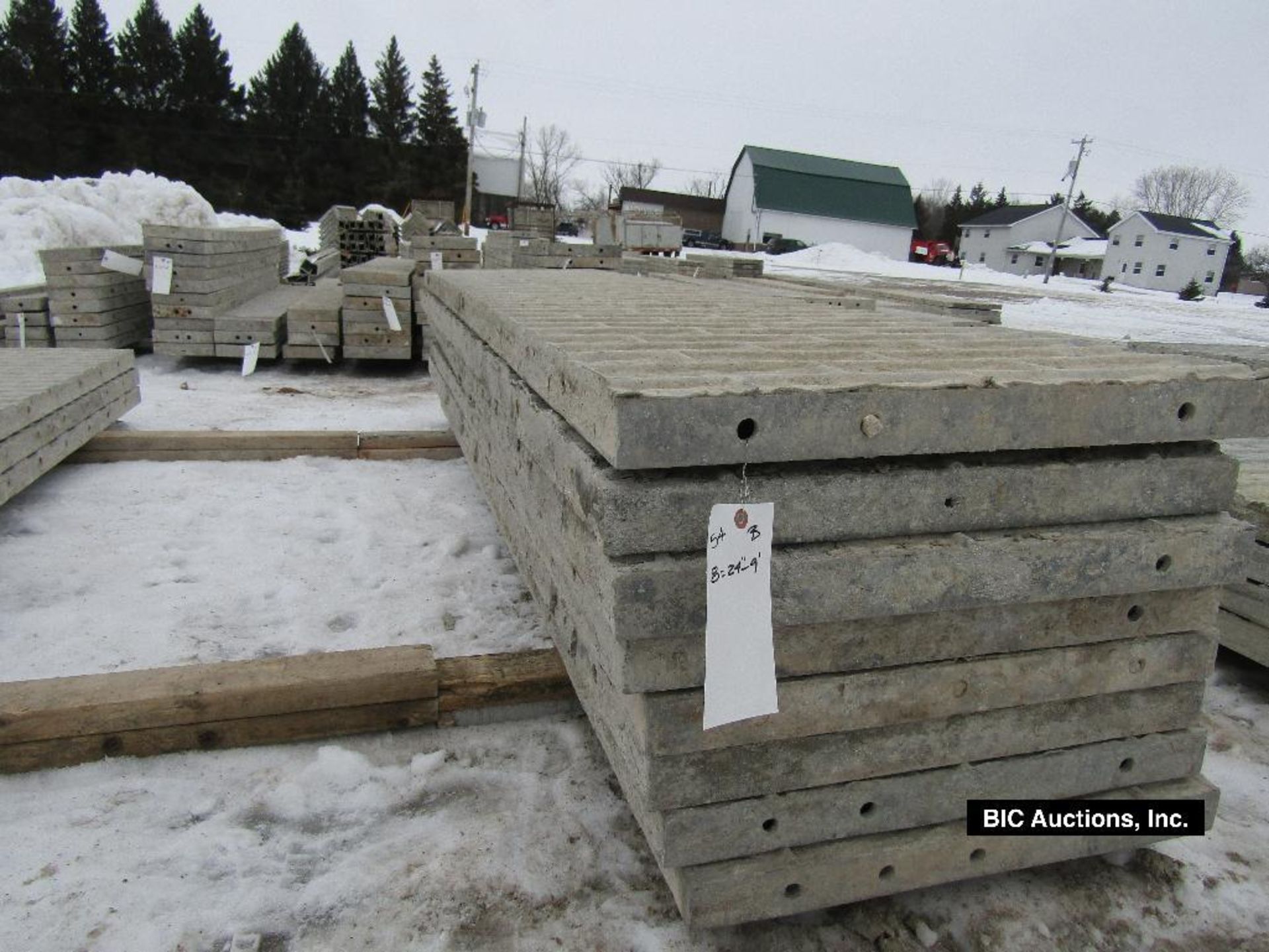 (8) 24" x 9' Durand Aluminum Concrete Forms, Textured Brick, 8" Hole Pattern, Located in Waldo, WI