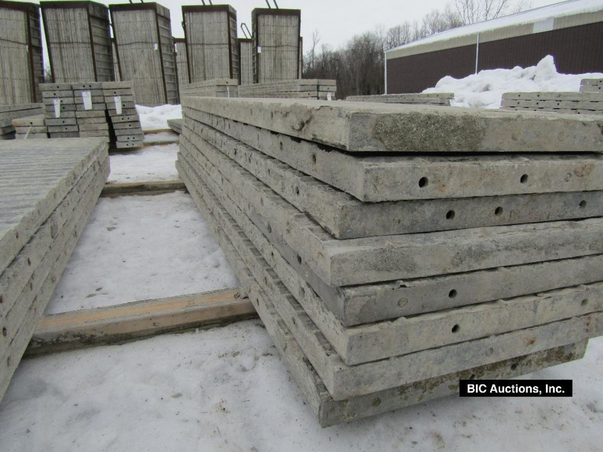 (8) 24" x 9' Durand Aluminum Concrete Forms, Textured Brick, 8" Hole Pattern, Located in Waldo, WI - Image 2 of 2