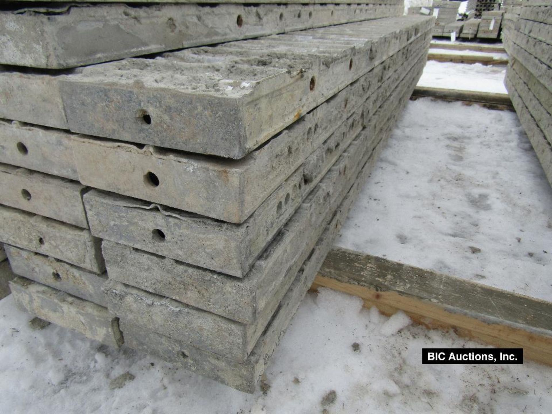 (6) 8" x 9' Durand Aluminum Concrete Forms, Textured Brick, 8" Hole Pattern, Located in Waldo, WI - Image 2 of 2