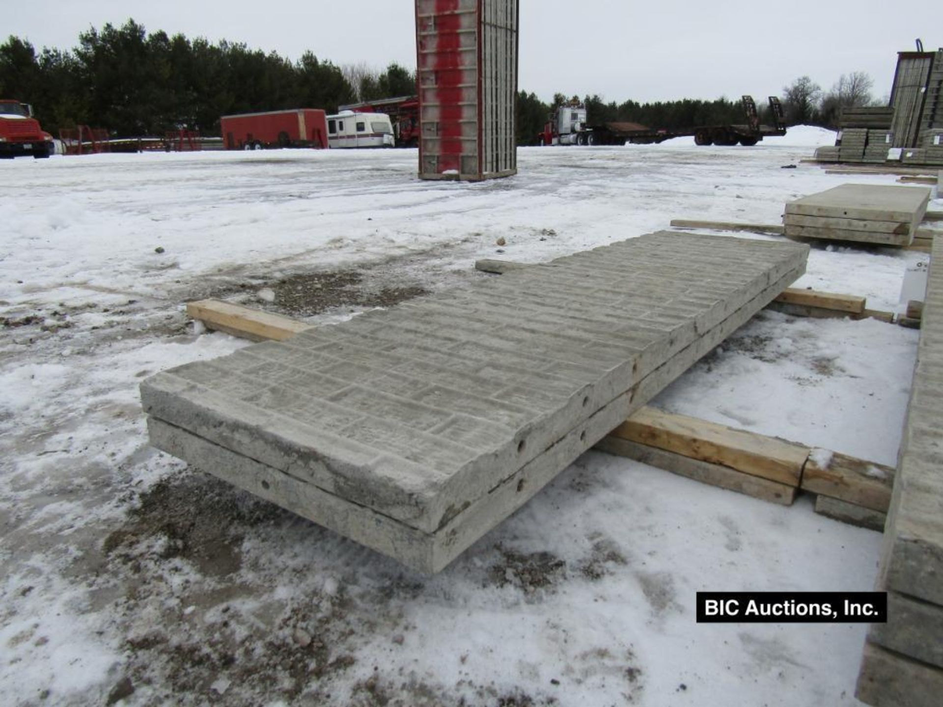 (2) 24" x 9' Durand Aluminum Concrete Forms, Textured Brick, 8" Hole Pattern, Located in Waldo, WI - Image 2 of 2
