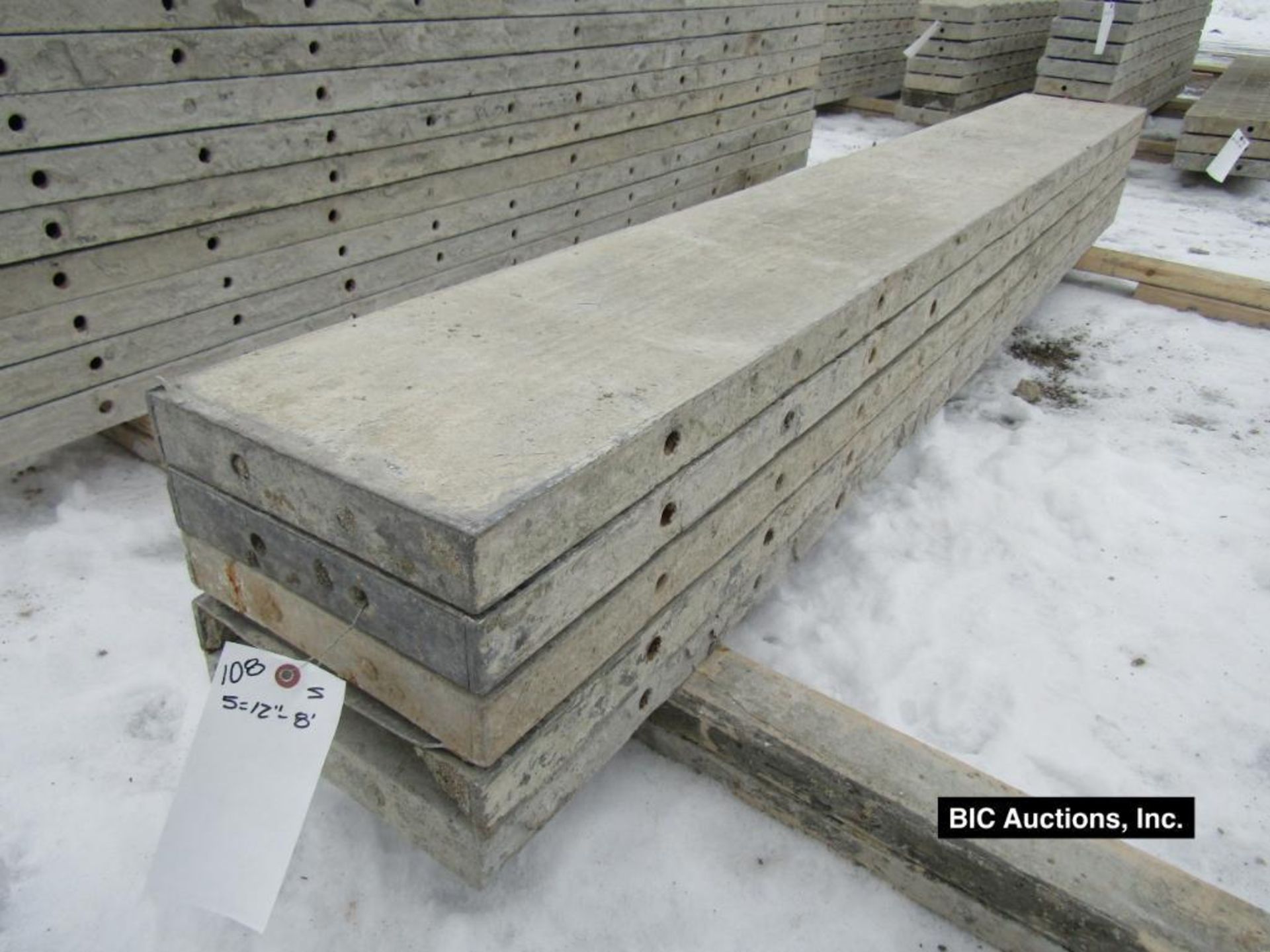 (5) 12" x 8' Durand Aluminum Concrete Forms, Smooth 8" Hole Pattern, Located in Waldo, WI