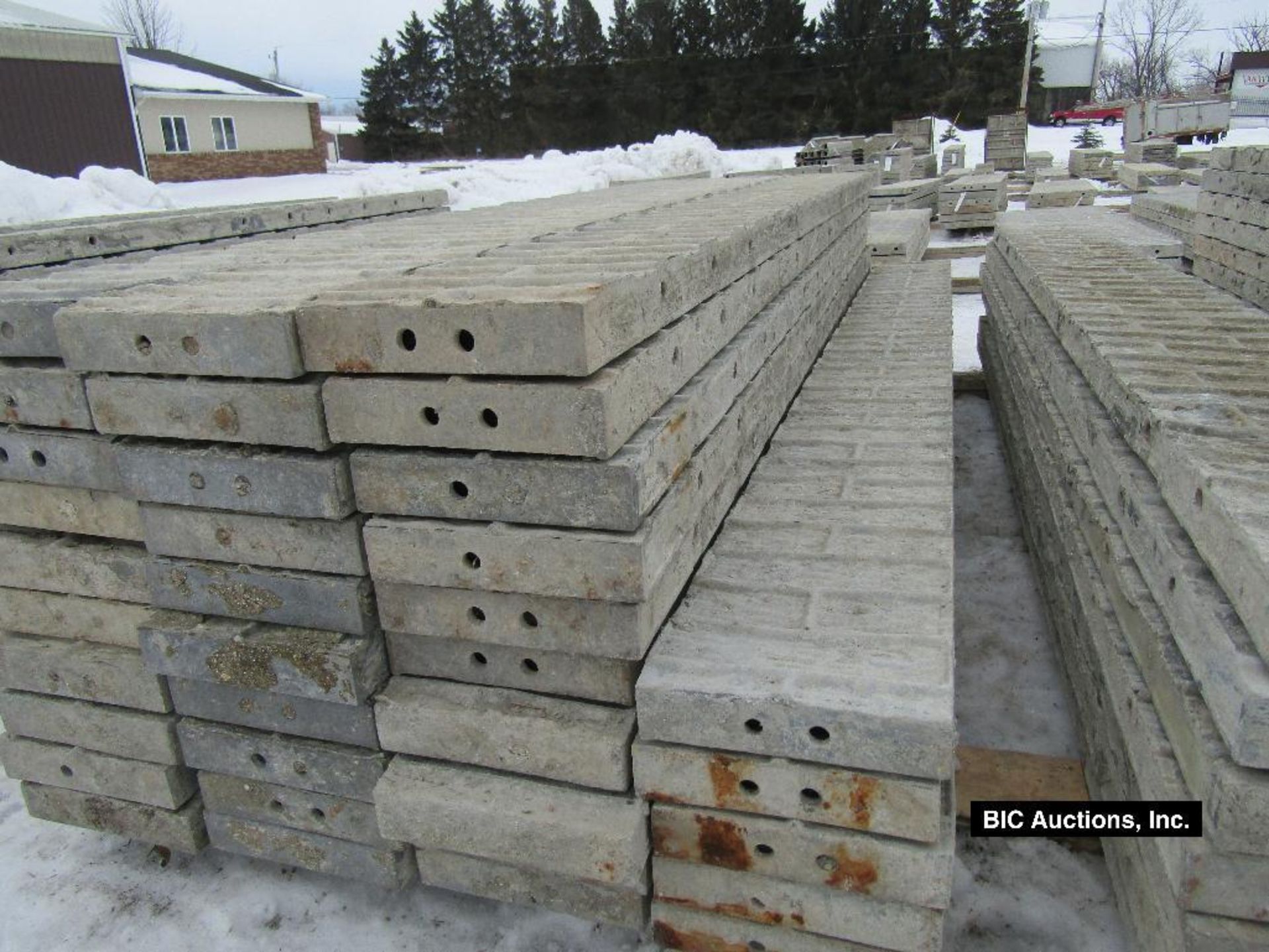 (10) 10" x 9' Durand Aluminum Concrete Forms, Textured Brick, 8" Hole Pattern, Located in Waldo, WI - Image 3 of 3