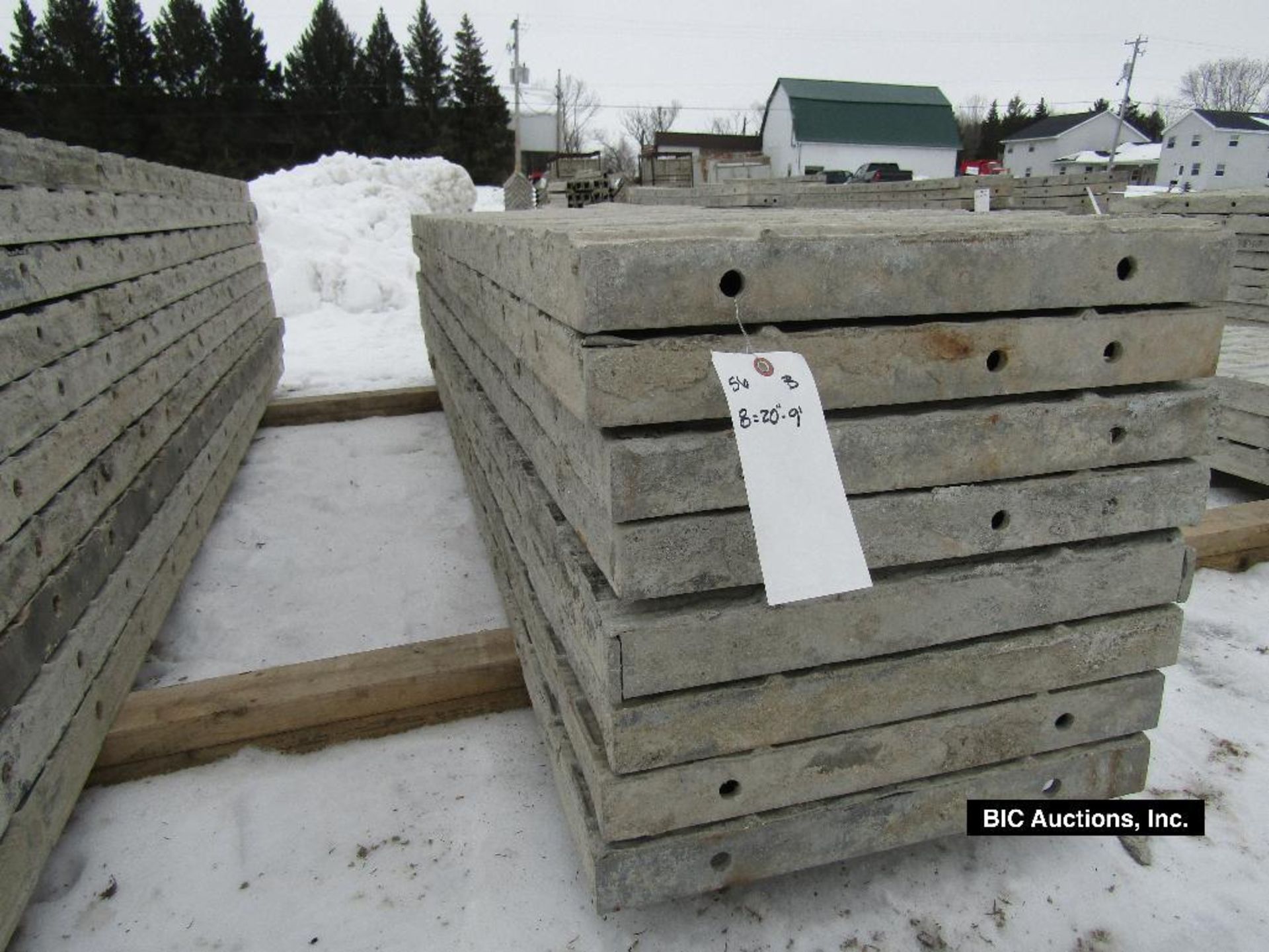 (8) 20" x 9' Durand Aluminum Concrete Forms, Textured Brick, 8" Hole Pattern, Located in Waldo, WI