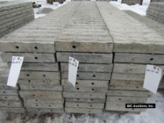 (10) 13" x 9' Durand Aluminum Concrete Forms, Textured Brick, 8" Hole Pattern, Located in Waldo, WI