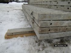 (4) 16" x 9' Durand Aluminum Concrete Forms, Textured Brick, 8" Hole Pattern, Located in Waldo, WI