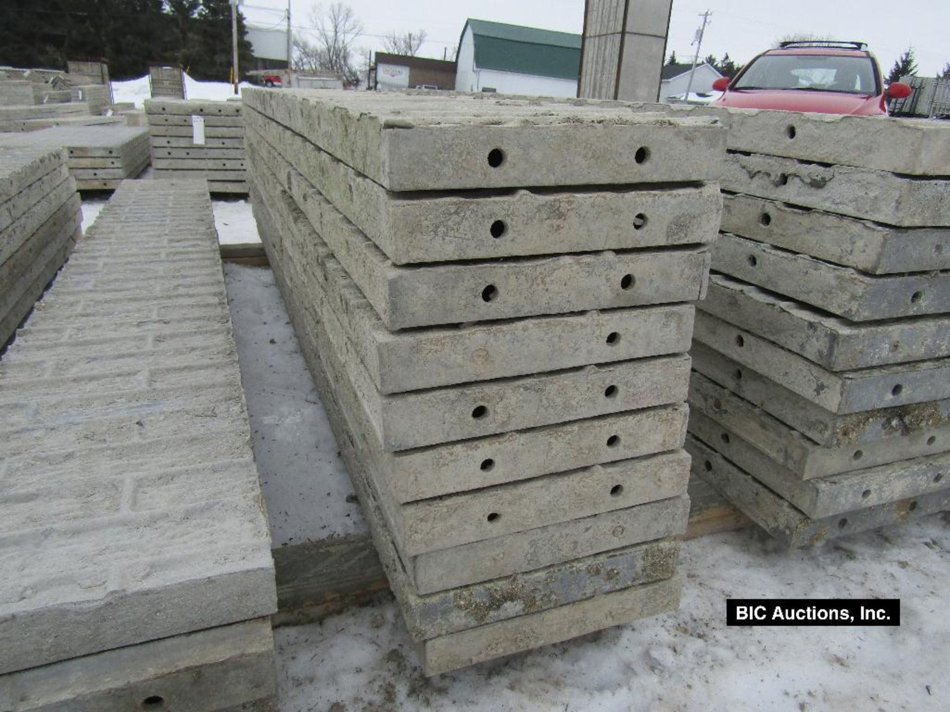 (10) 14" x 9' Durand Aluminum Concrete Forms, Textured Brick, 8" Hole Pattern, Located in Waldo, WI - Image 2 of 2