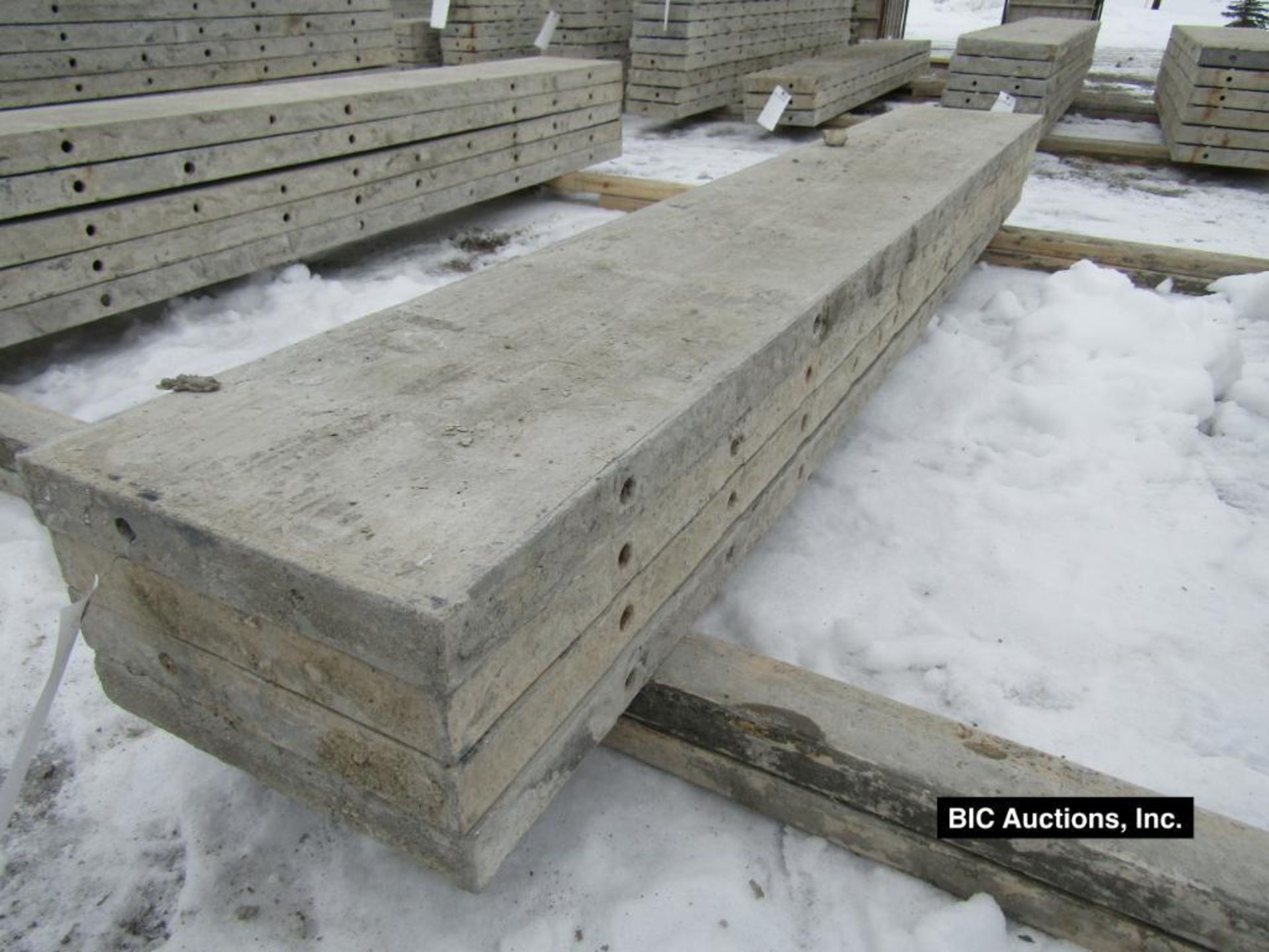 (4) 14" x 8' Durand Aluminum Concrete Forms, Smooth 8" Hole Pattern, Located in Waldo, WI