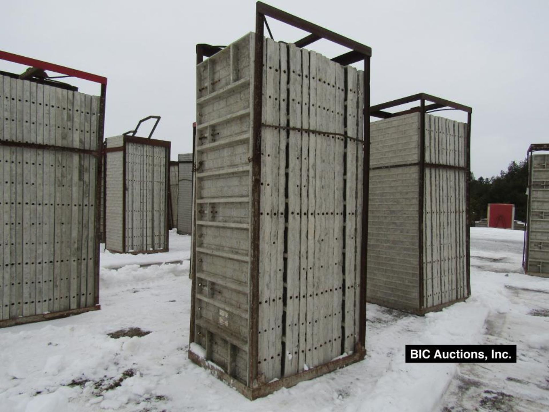 (18) 32" x 8' Durand Aluminum Concrete Forms, Textured Brick, 8" Hole Pattern, Located in Waldo, WI