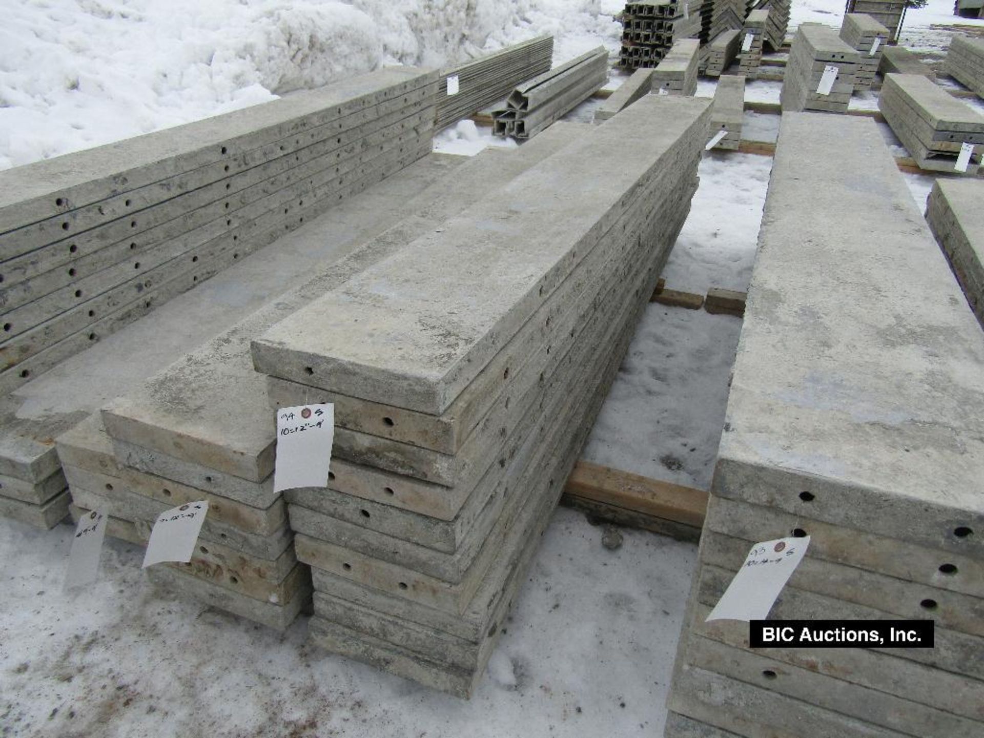 (10) 12" x 9' Durand Aluminum Concrete Forms, Smooth 8" Hole Pattern, Located in Waldo, WI