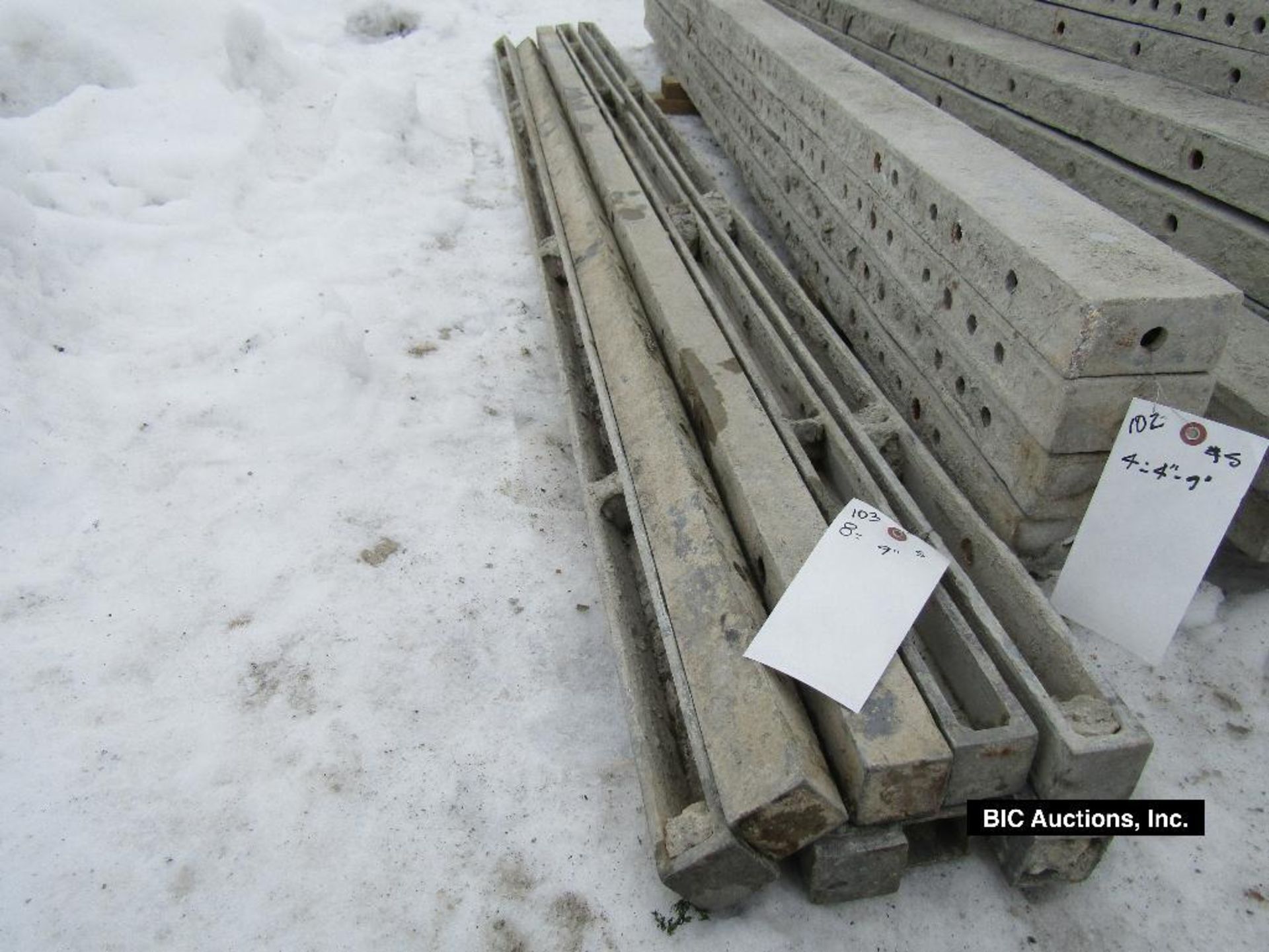 (8) 2" x 9' Durand Aluminum Concrete Forms, Smooth 8" Hole Pattern, Located in Waldo, WI