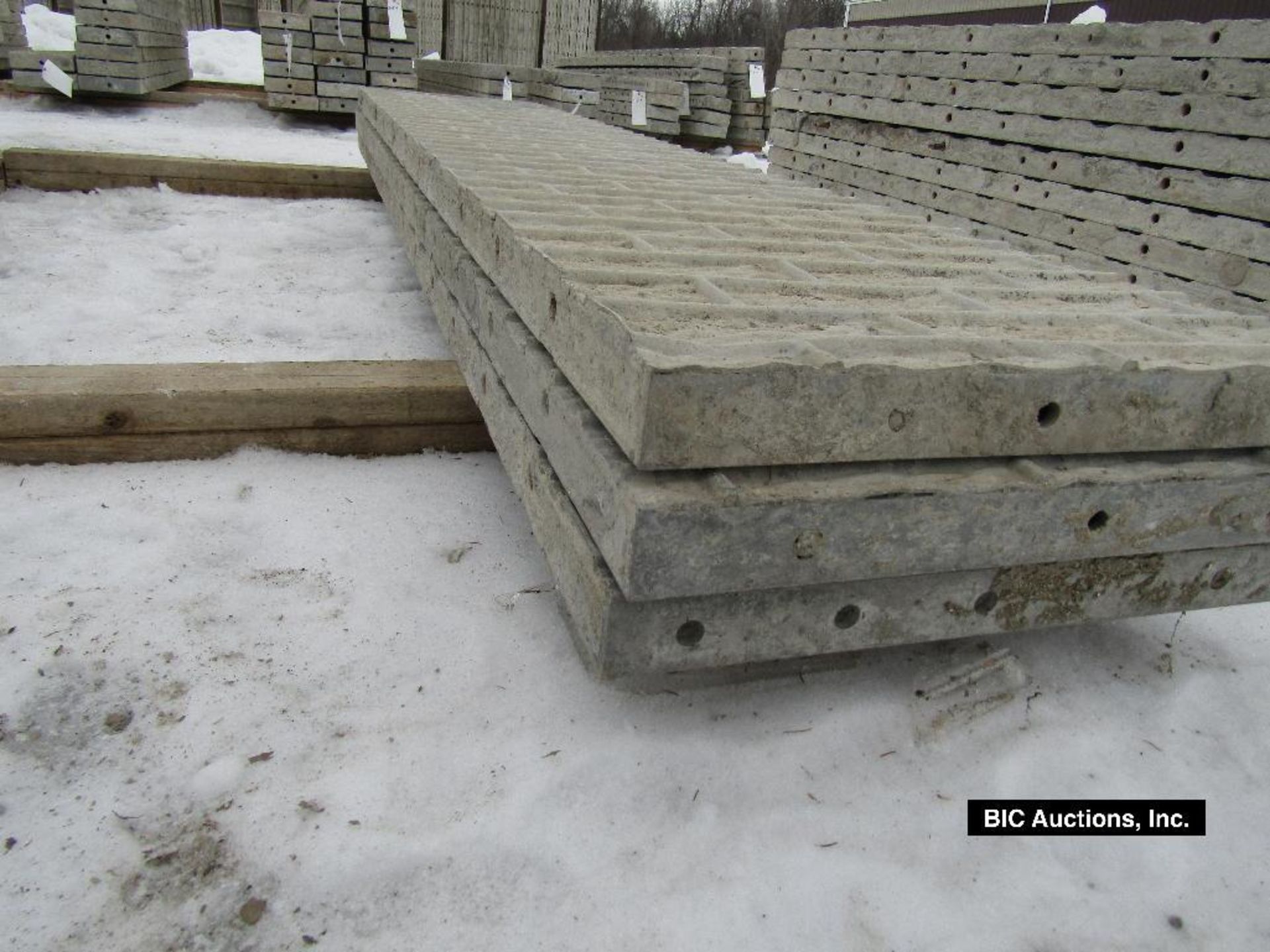 (3) 22" x 9' Durand Aluminum Concrete Forms, Textured Brick, 8" Hole Pattern, Located in Waldo, WI - Image 2 of 2