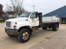 1998 GMC C7500 Flatbed Stake Dump Truck, VIN # 1GDL7H1M6WJ514605, 265948 Miles, 7.0 Gasoline Engine,