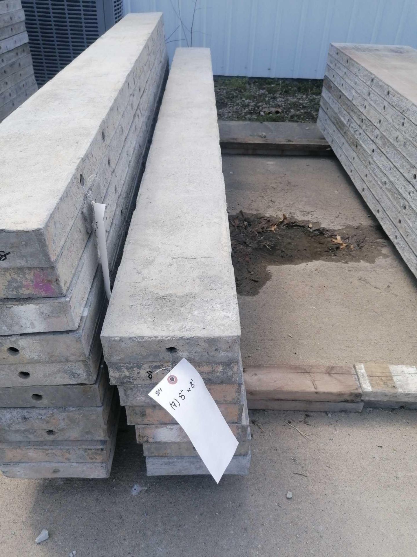 (7) 8" x 8' Durand Aluminum Concrete Forms, Smooth 8" Hole Pattern. Located at 301 E Henry Street,