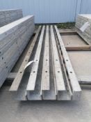 (4) 4" x 4" x 8' ISC & (1) 4" x 8' Durand Aluminum Concrete Forms, Smooth 8" Hole Pattern. Located