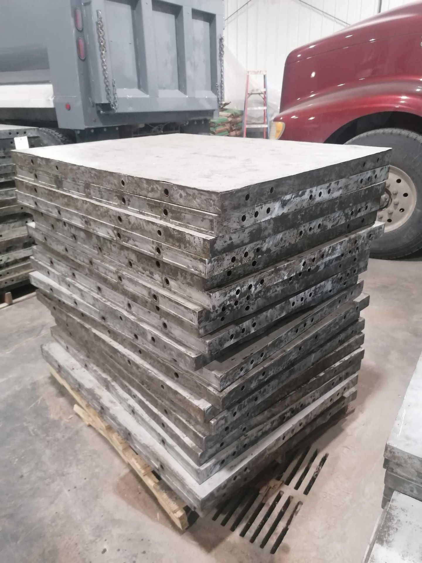 (20) 36" x 4' Aluforms Aluminum Concrete Forms, Smooth 8" Hole Pattern. Located at 119 Spruce