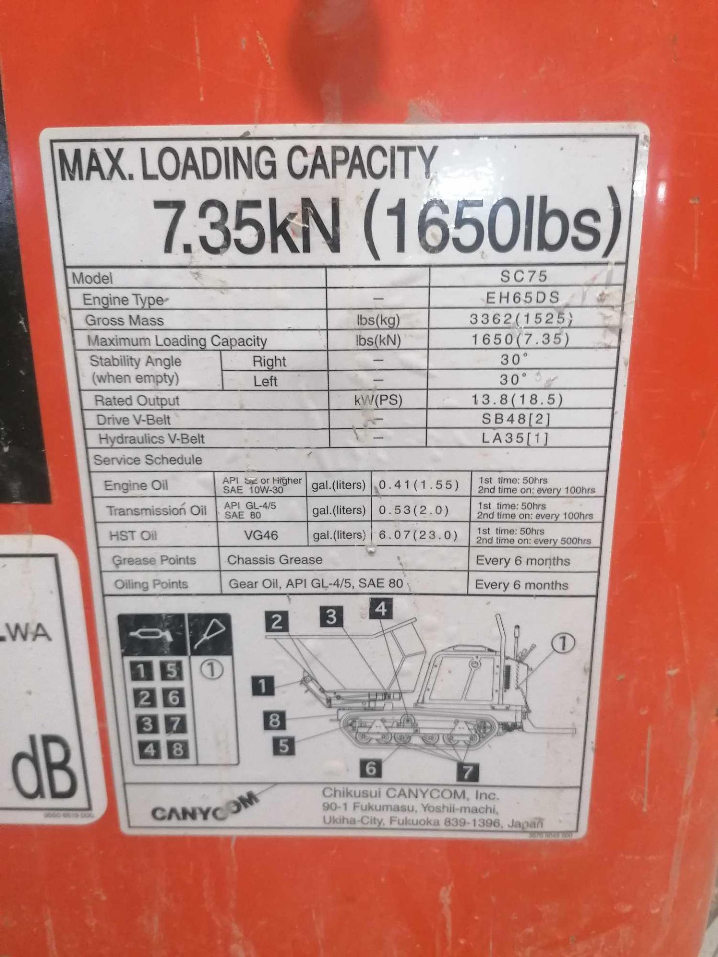 CANYCOM SC75 Concrete Buggy, Serial # 7300763, Honda GX690 Motor, 20 Hours Motor, 700 Hours Machine. - Image 19 of 19