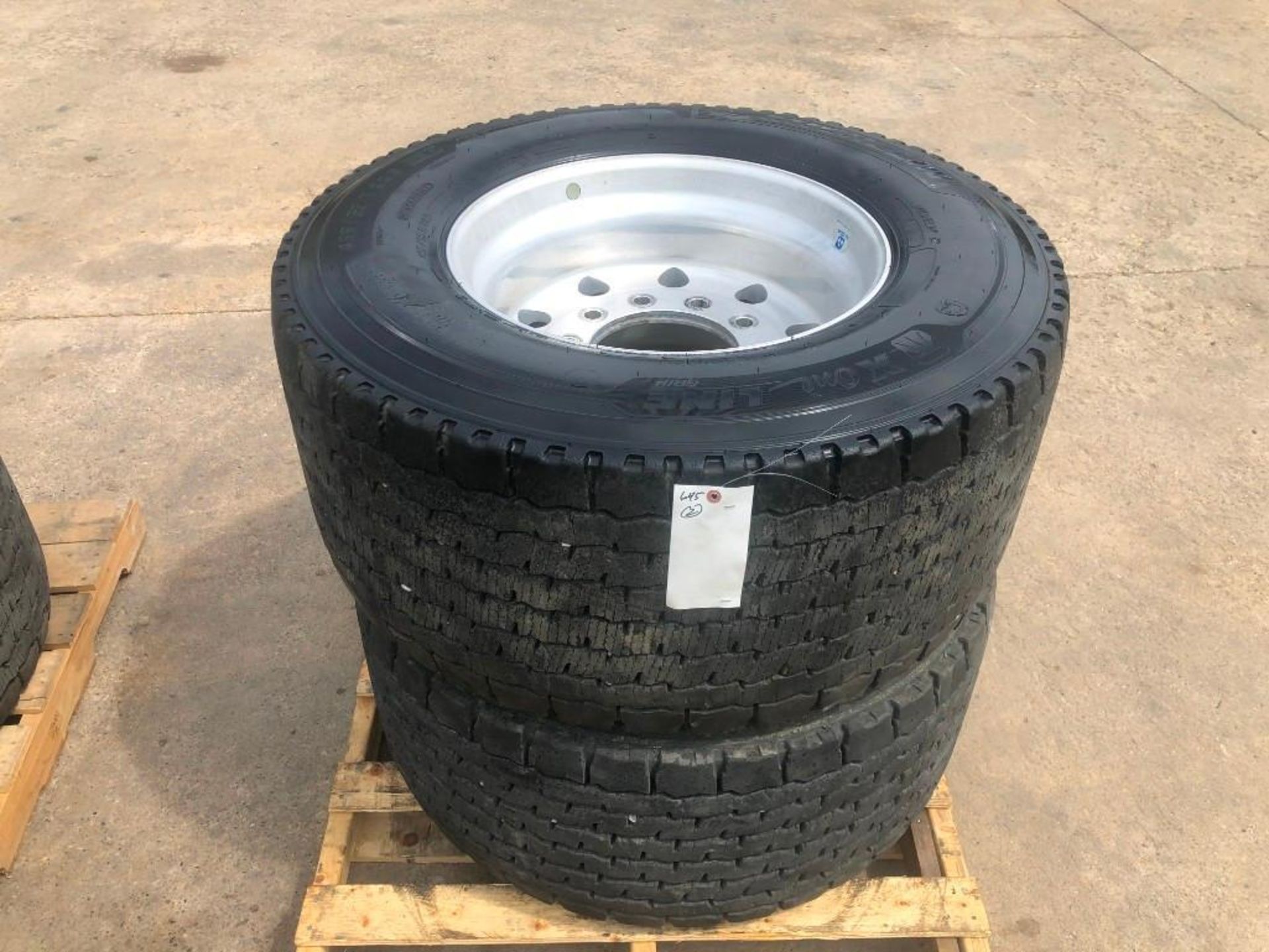 (2) Michelin 445/ 50R 22.5 Drive Tires with Rims. Located at 301 E Henry Street, Mt. Pleasant, IA