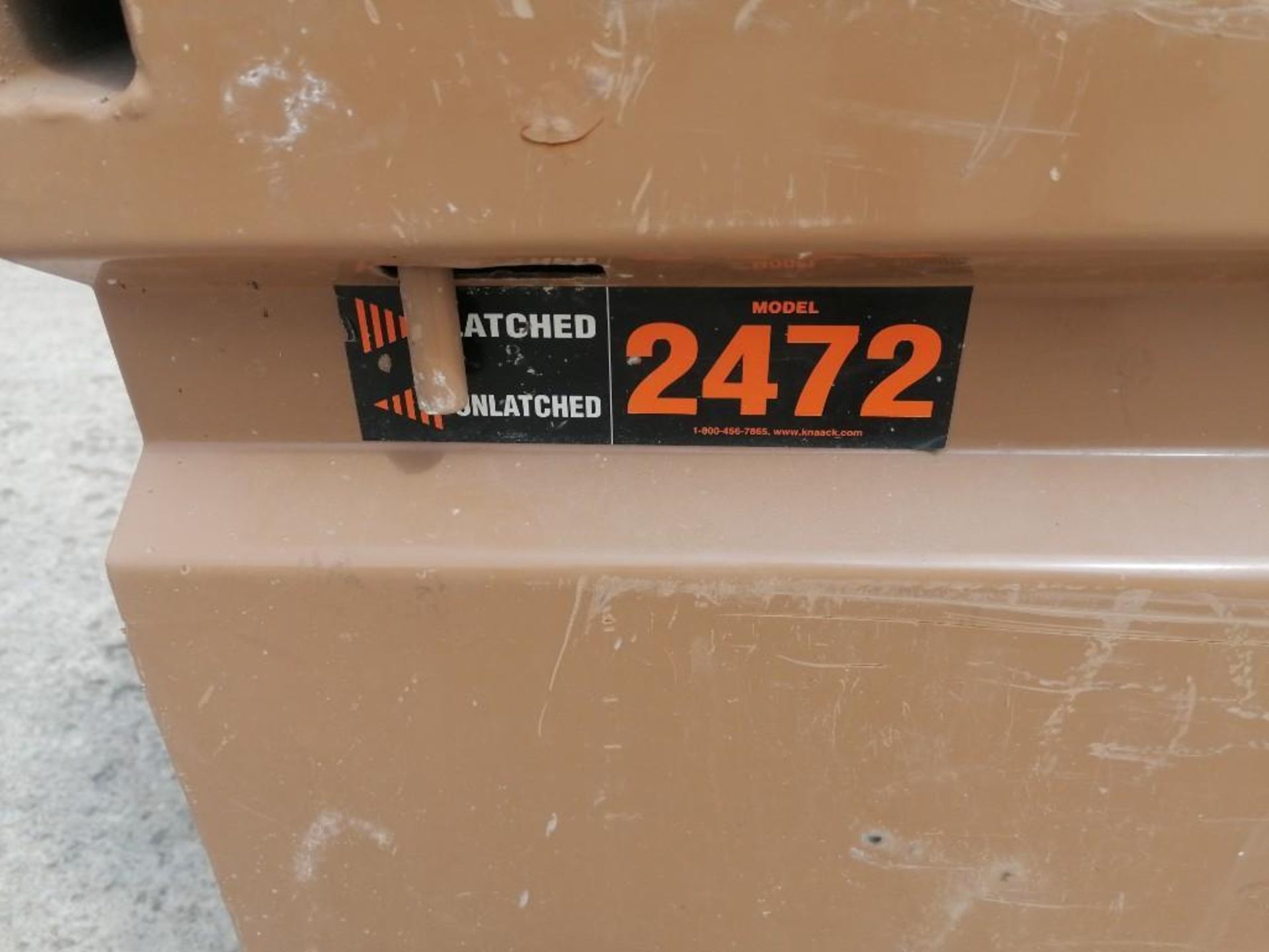 KNAACK Job Box Model 2472 with (57) Scaffolding brackets. Located at 301 E Henry Street, Mt. - Image 2 of 4