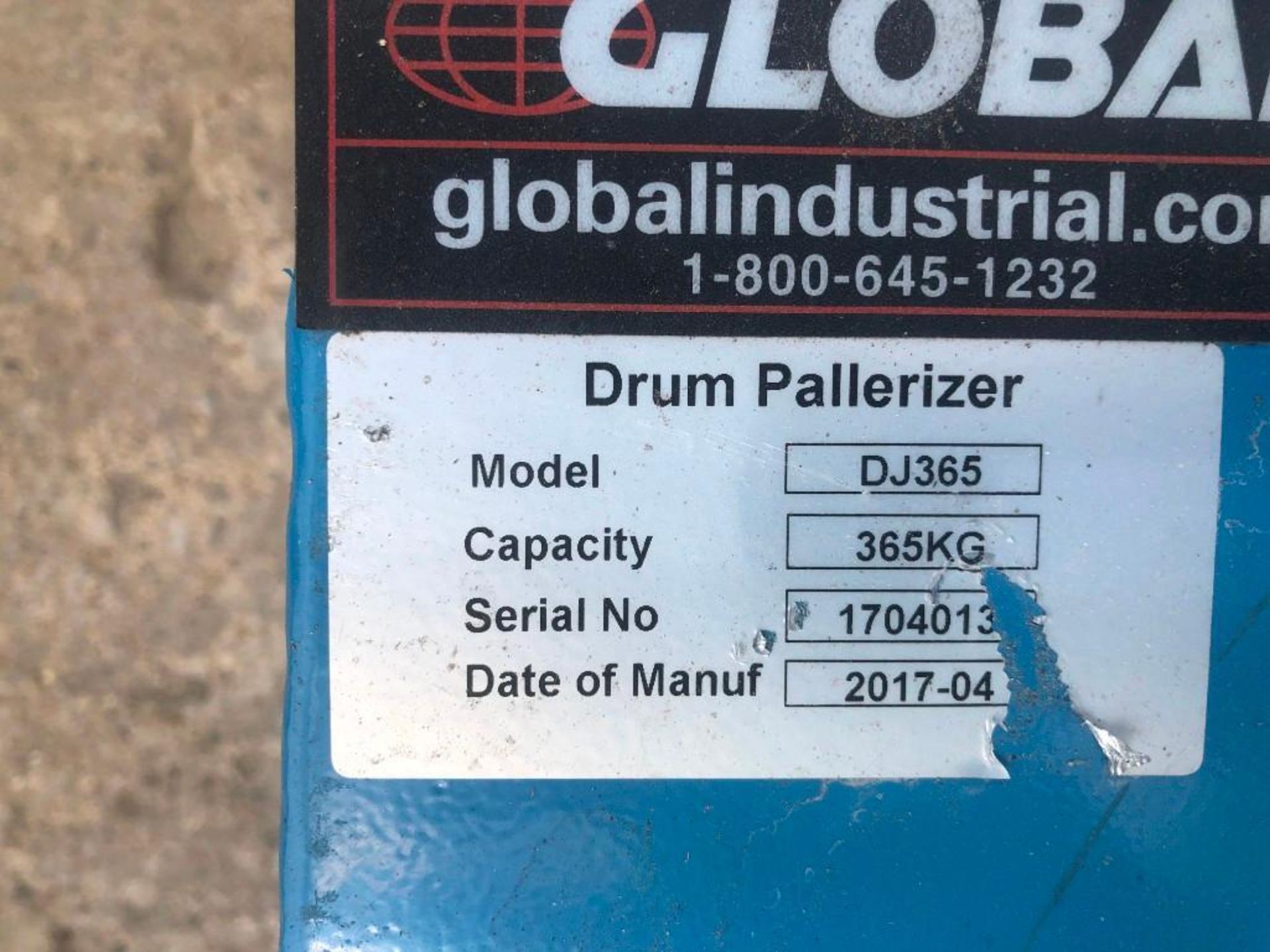 GLOBAL Drum Palletizer, Serial #1704013, Model DJ365, 365 KG Capacity. Located at 301 E Henry - Image 3 of 3