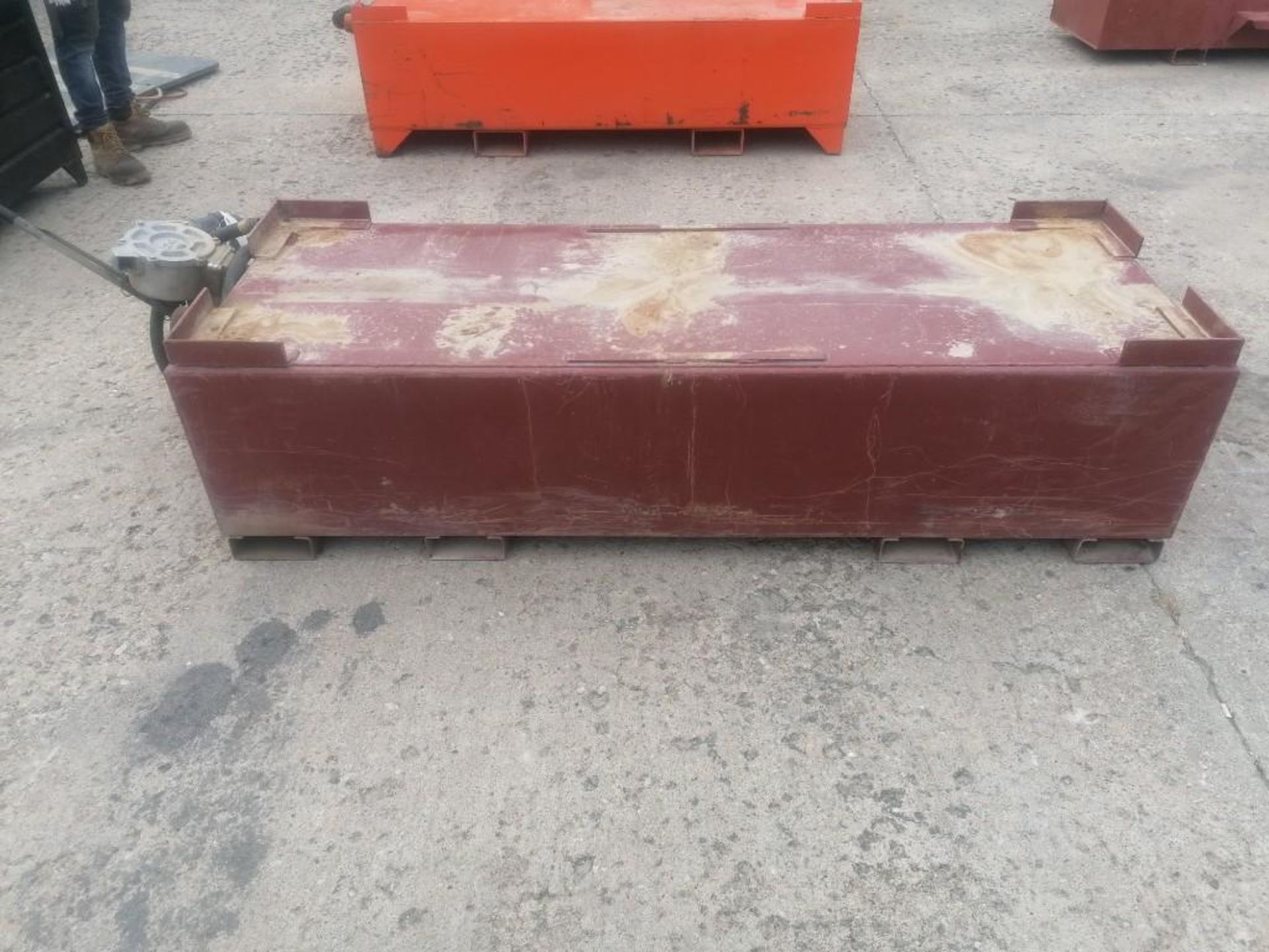 25" W x 74" L x 21" H Transfer Fuel Tank with Pump. Located at 301 E Henry Street, Mt. Pleasant,