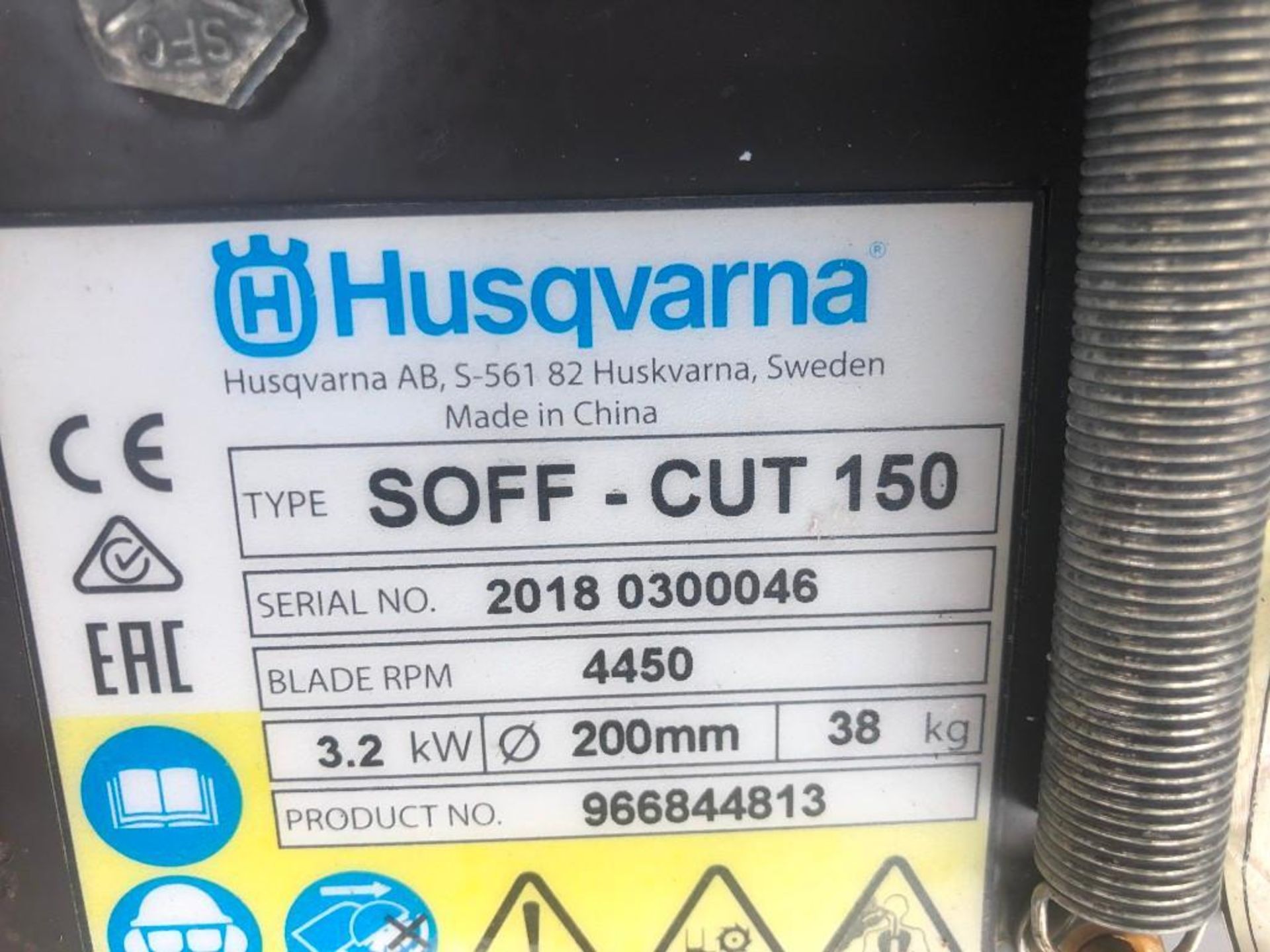 Husqvarna Soff-Cut 150 Concrete Saw, Serial #20180300046, Model Soff-Cut 150. Located at 301 E Henry - Image 5 of 5