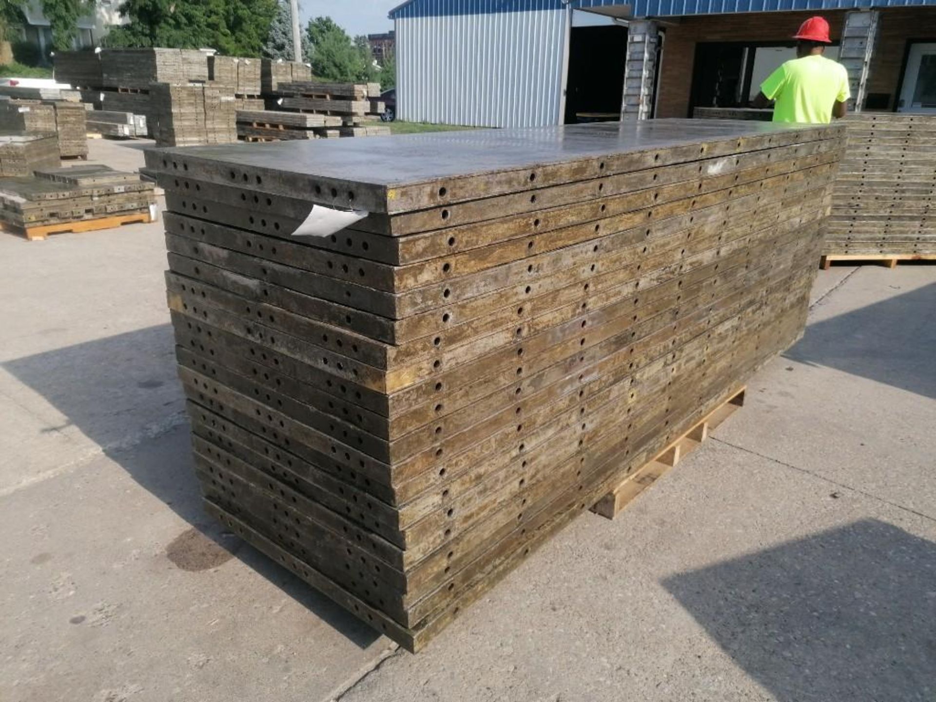 (20) 3' x 10' Wall-Ties Aluminum Concrete Forms, Smooth 6-12 Hole Pattern. Located at 301 E Henry