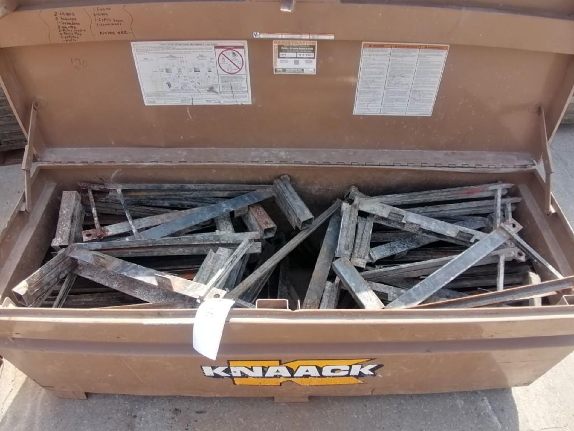 KNAACK Job Box Model 2472 with (54) Scaffolding brackets. Located at 301 E Henry Street, Mt. - Image 3 of 4