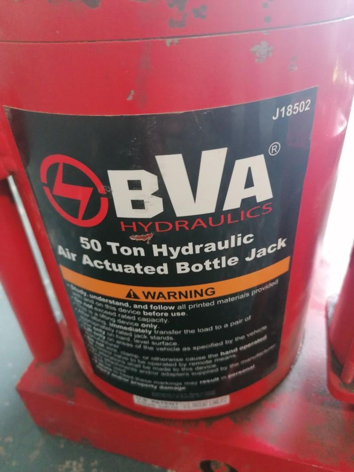 (1) BVA 50 TON Hydraulic Air Actuated Bottle Jack. Located at 301 E Henry Street, Mt. Pleasant, IA - Image 2 of 2