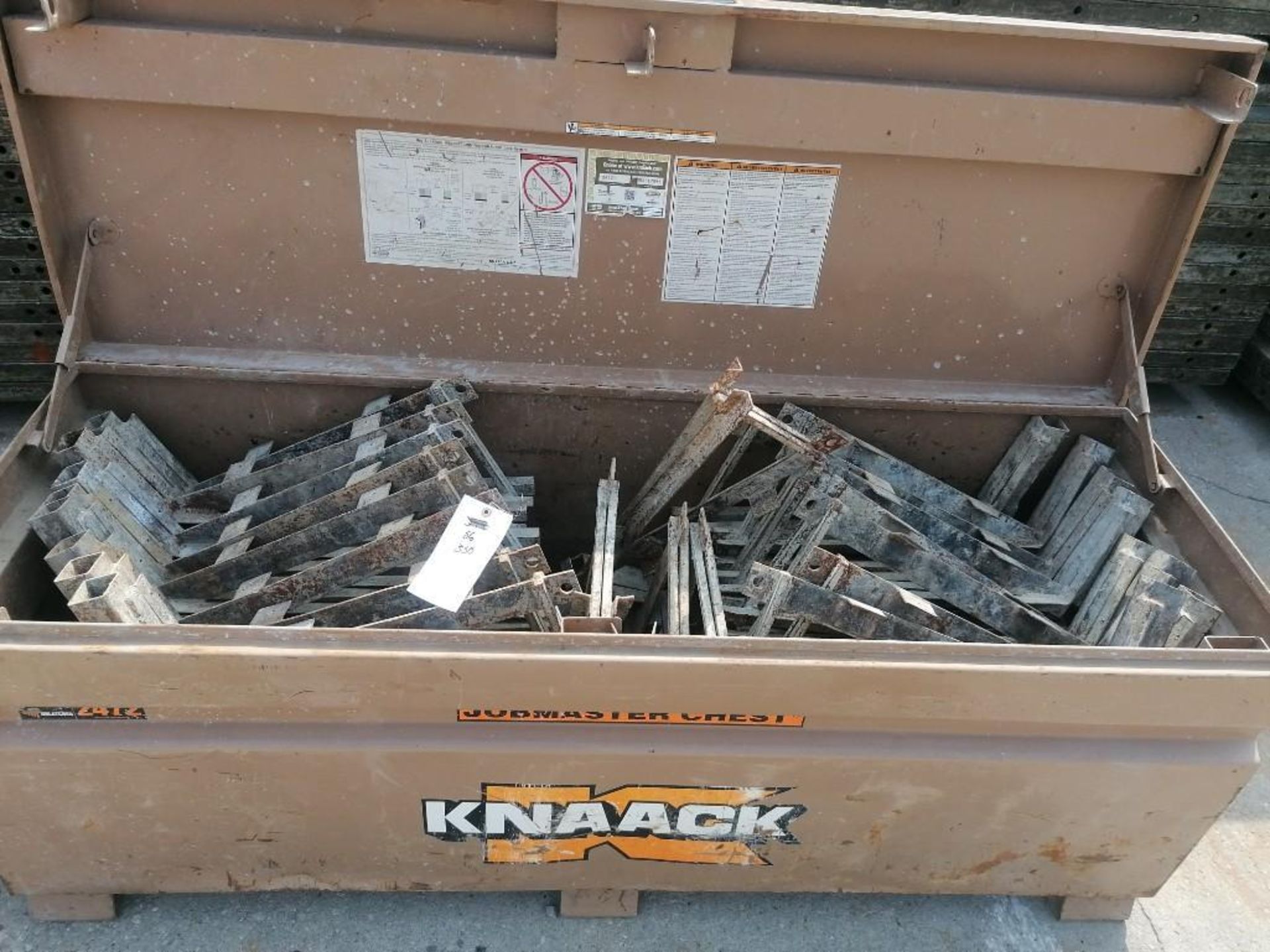 KNAACK Job Box Model 2472 with (56) Scaffolding Brackets. Located at 301 E Henry Street, Mt. - Image 3 of 4