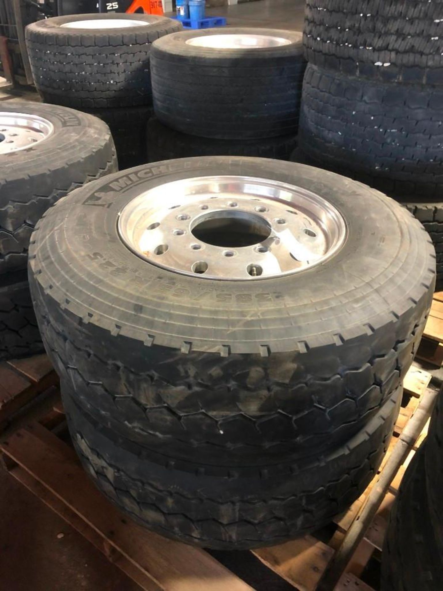 (2) Michelin 385/65R 22.5 Steer Tires with Rims. Located at 301 E Henry Street, Mt. Pleasant, IA