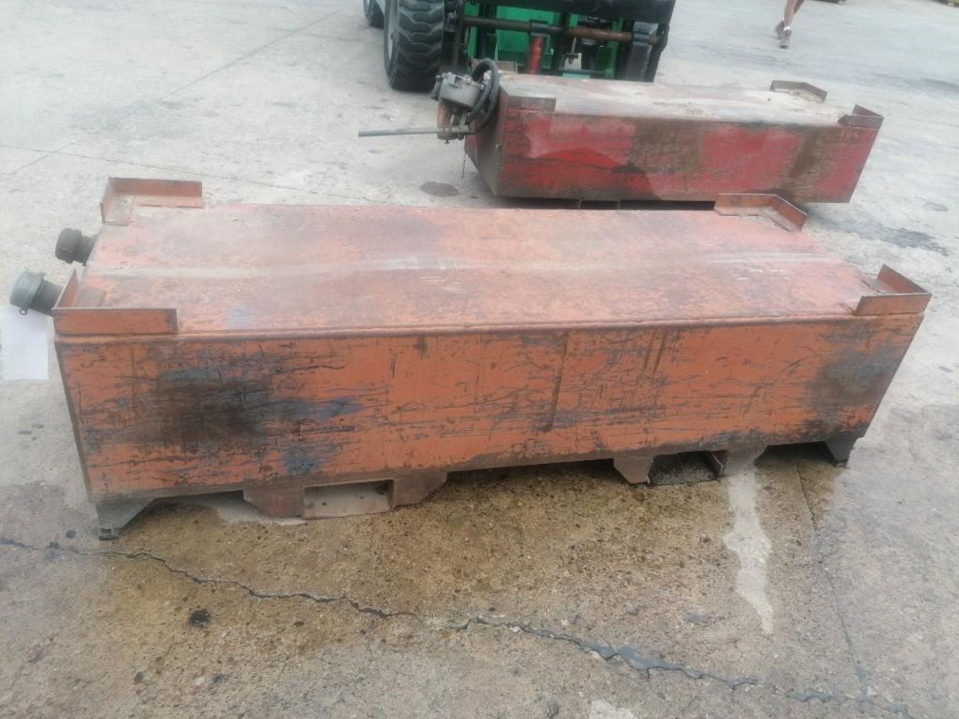 25" W x 74" L x 21" H Transfer Fuel Tank. Located at 301 E Henry Street, Mt. Pleasant, IA 52641.