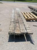 (4) 5" x 9' Wall-Ties Aluminum Concrete Forms, Smooth Brick 6-12 Hole Pattern. Located at 301 E