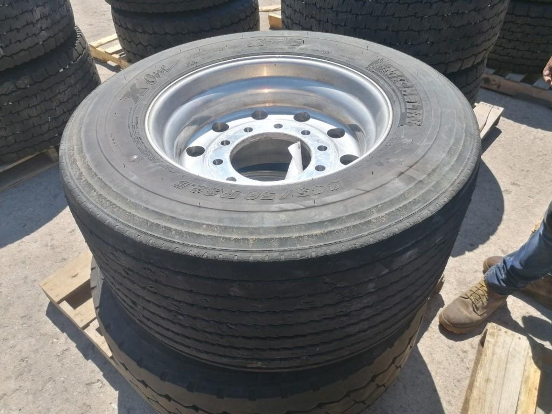 (2) Michelin 445/ 50R 22.5 Drive Tires with Rims. Located at 301 E Henry Street, Mt. Pleasant, IA - Image 2 of 4