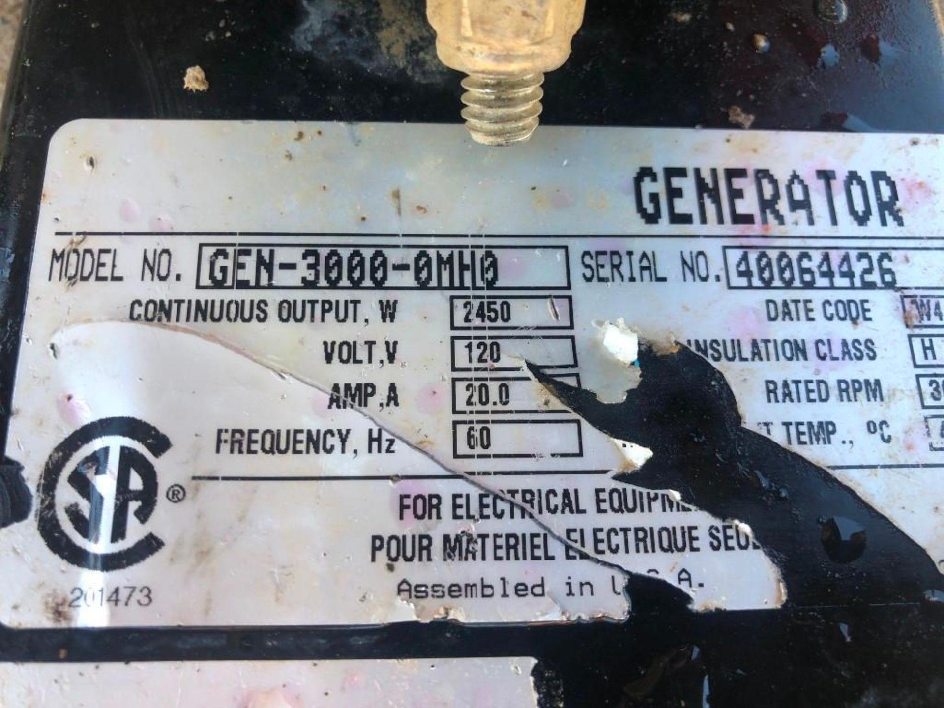 Mi-T-M Generator, Serial #40064426, Model GEN-3000-OMHO. Located at 301 E Henry Street, Mt. - Image 4 of 4