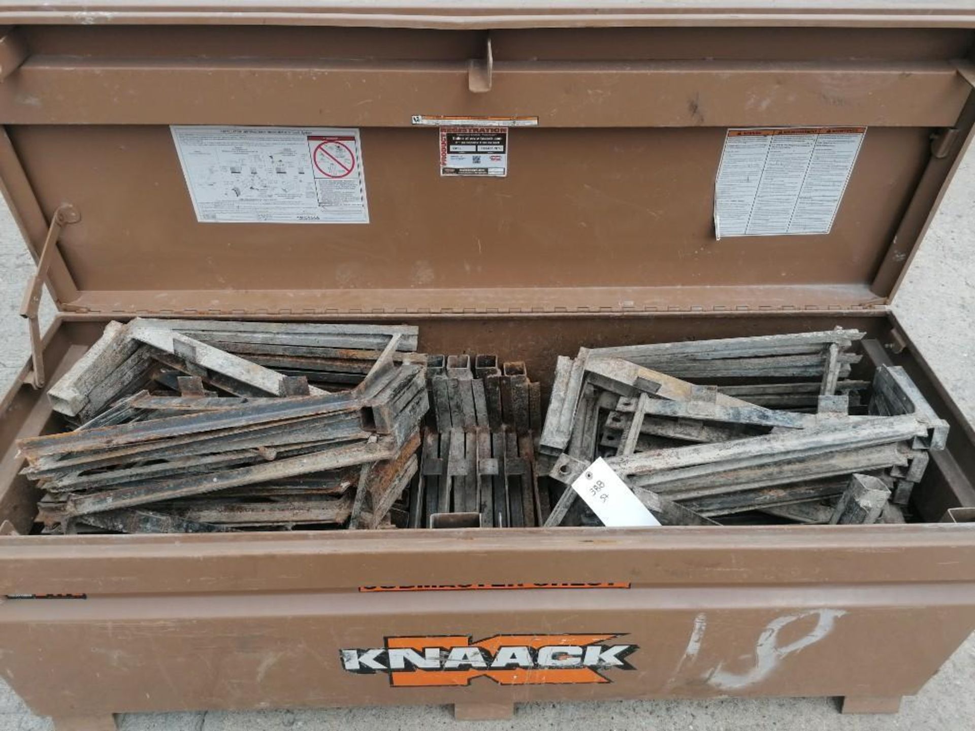 KNAACK Job Box Model 2472 with (57) Scaffolding brackets. Located at 301 E Henry Street, Mt. - Image 3 of 4