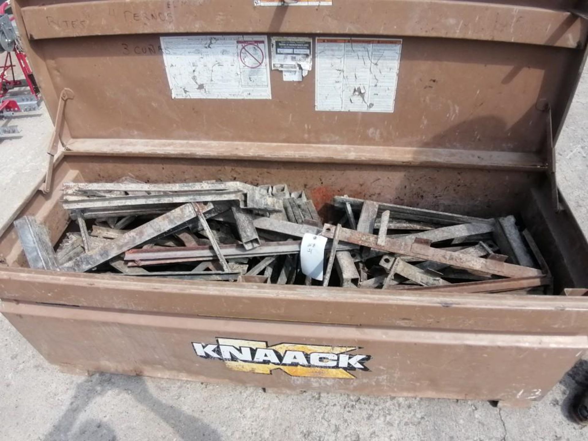 KNAACK Job Box Model 2472 with (51) Scaffolding brackets. Located at 301 E Henry Street, Mt. - Image 3 of 4