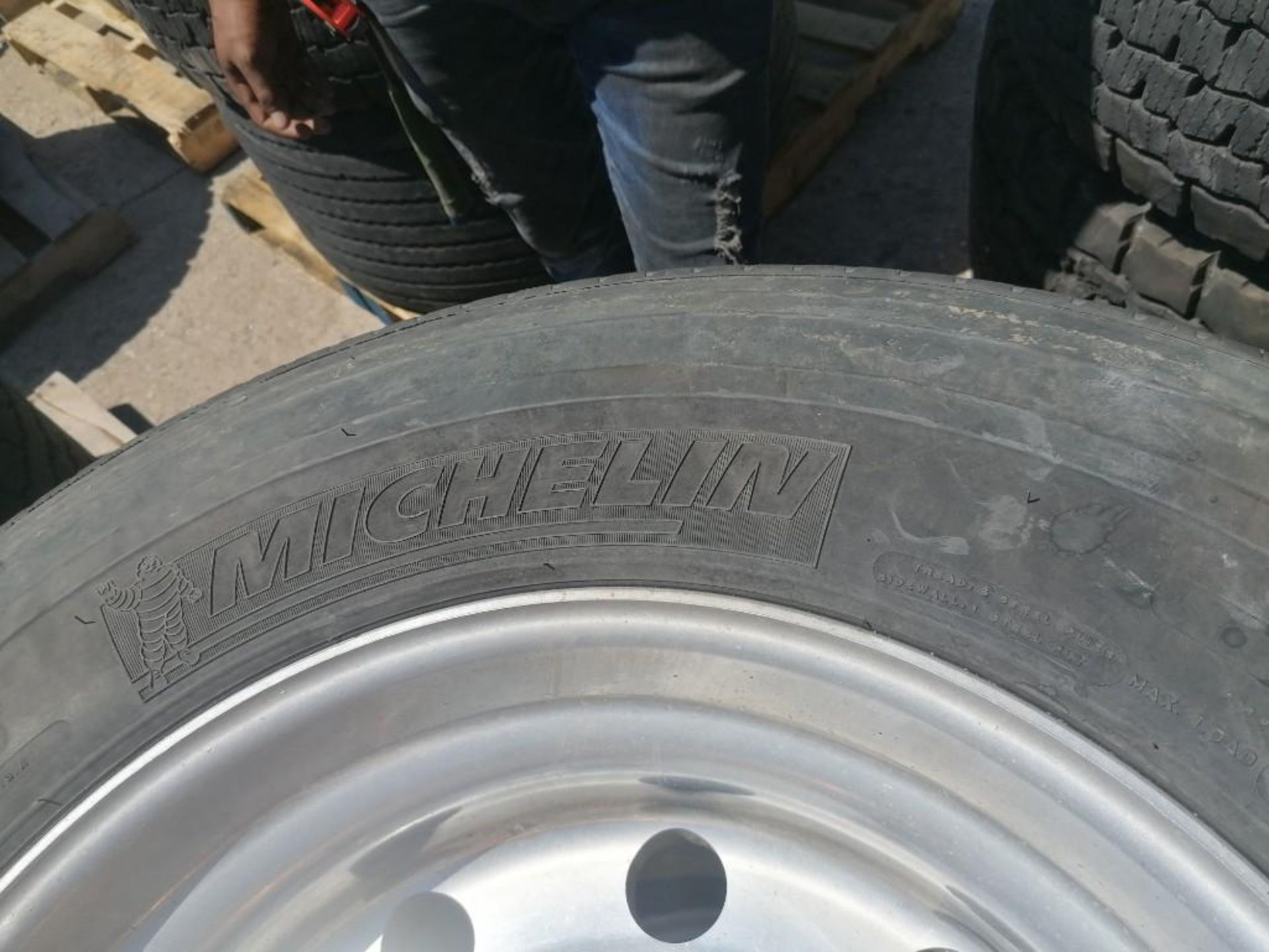 (2) Michelin 445/ 50R 22.5 Drive Tires with Rims. Located at 301 E Henry Street, Mt. Pleasant, IA - Image 3 of 4