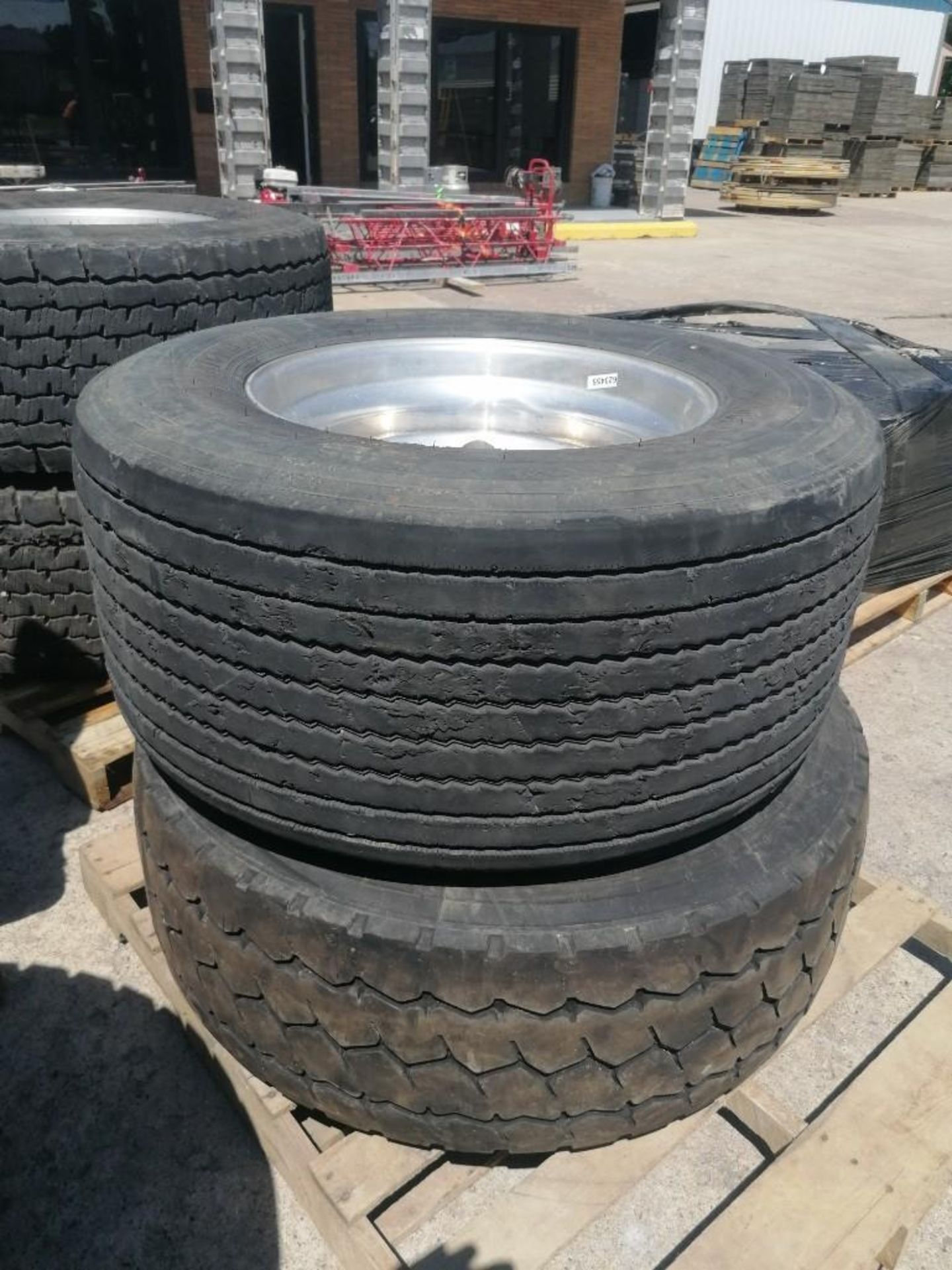 (2) Michelin 445/ 50R 22.5 Drive Tires with Rims. Located at 301 E Henry Street, Mt. Pleasant, IA