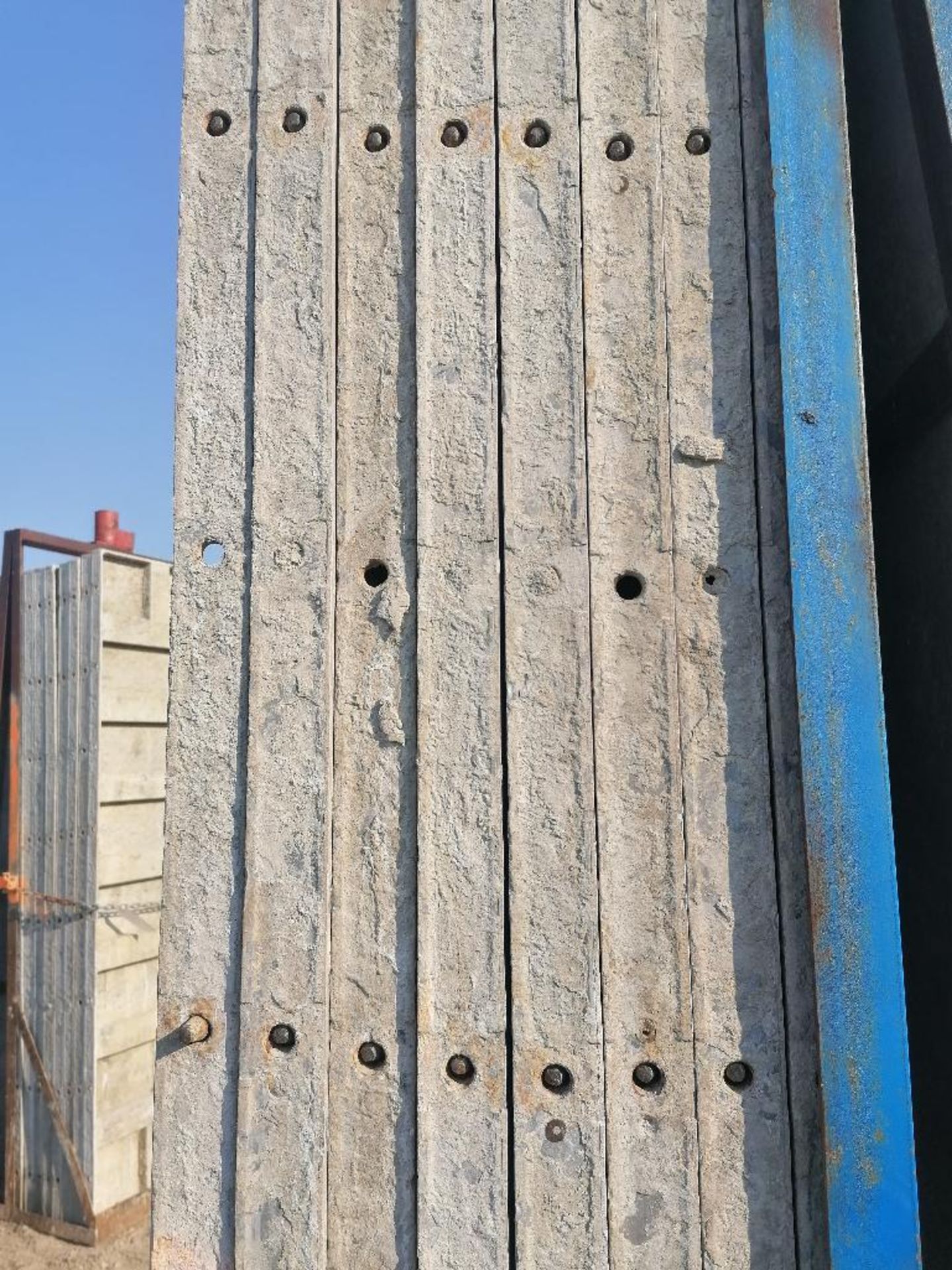 (16) 36" X 8' Precise Smooth Aluminum Concrete Forms 6-12 Hole Pattern with attached hardware, - Image 11 of 13