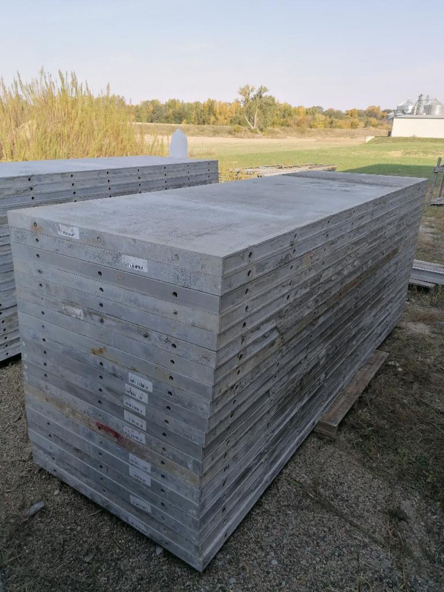 (20) 36" x 9' Precise Smooth Aluminum Concrete Forms 6-12 Hole Pattern. Located in Woodbine, IA - Image 3 of 8