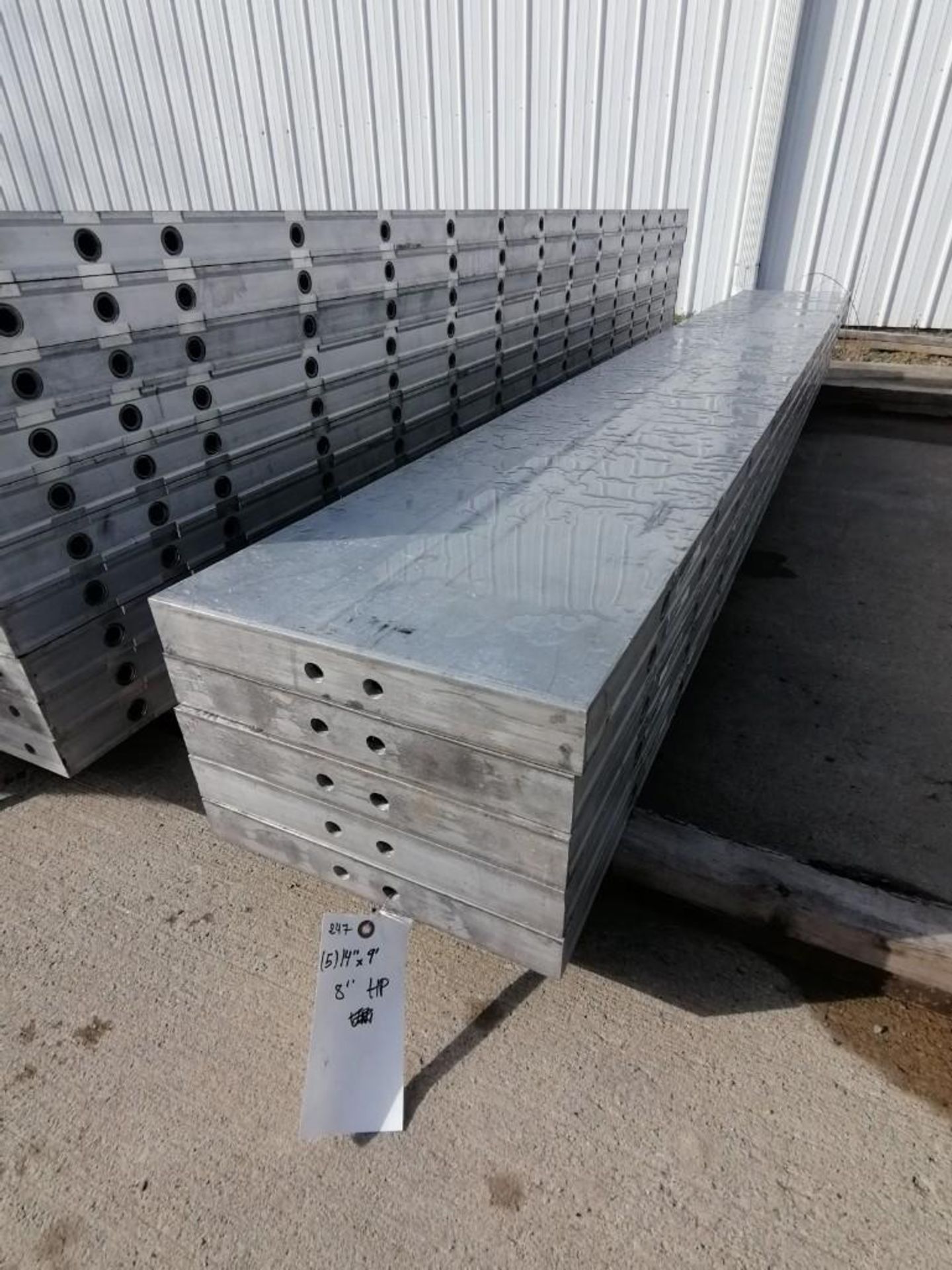 (5) 14" x 9' NEW Badger Smooth Aluminum Concrete Forms 8" Hole Pattern. Located in Mt. Pleasant,