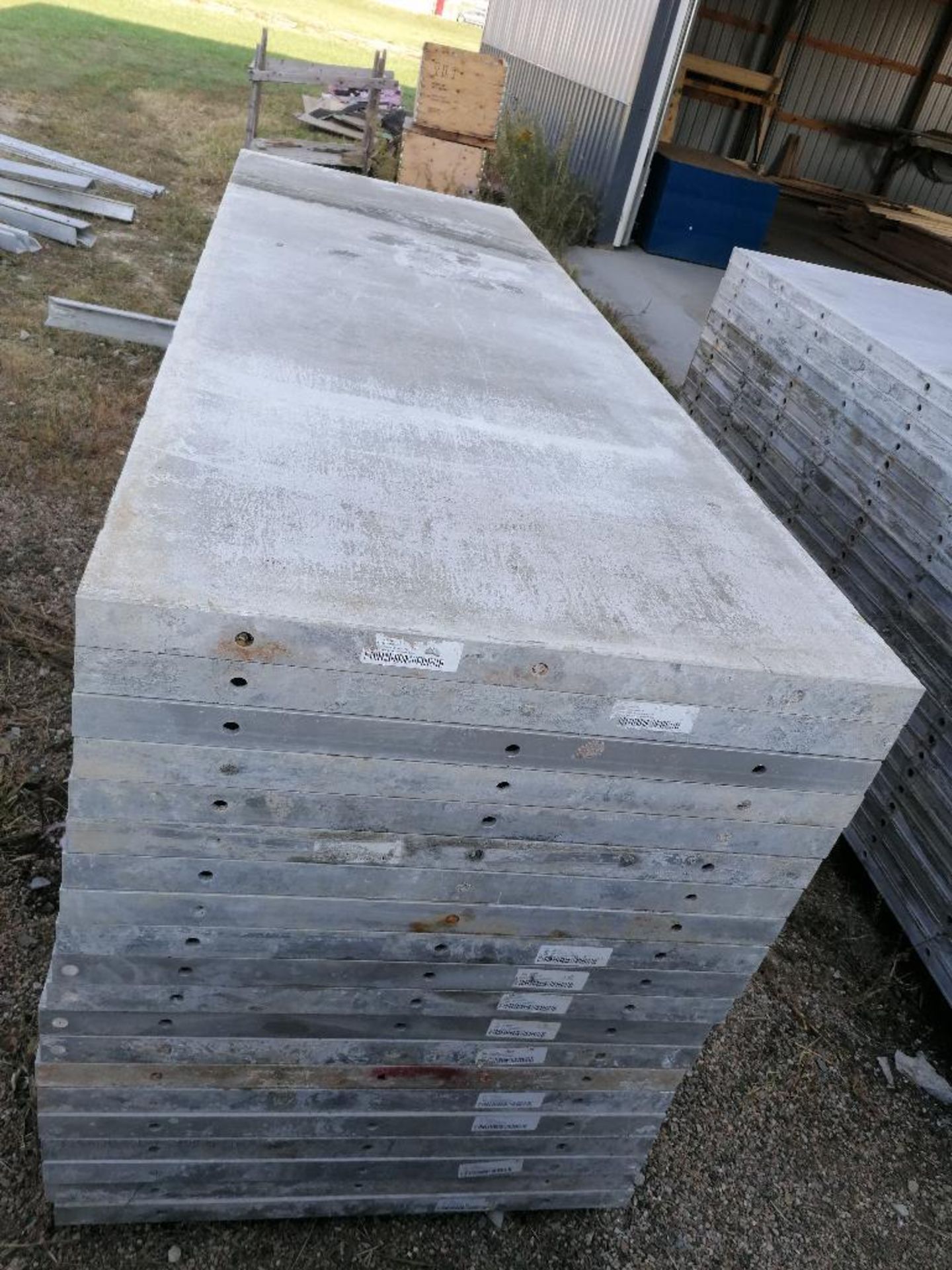 (20) 36" x 9' Precise Smooth Aluminum Concrete Forms 6-12 Hole Pattern. Located in Woodbine, IA - Image 7 of 8