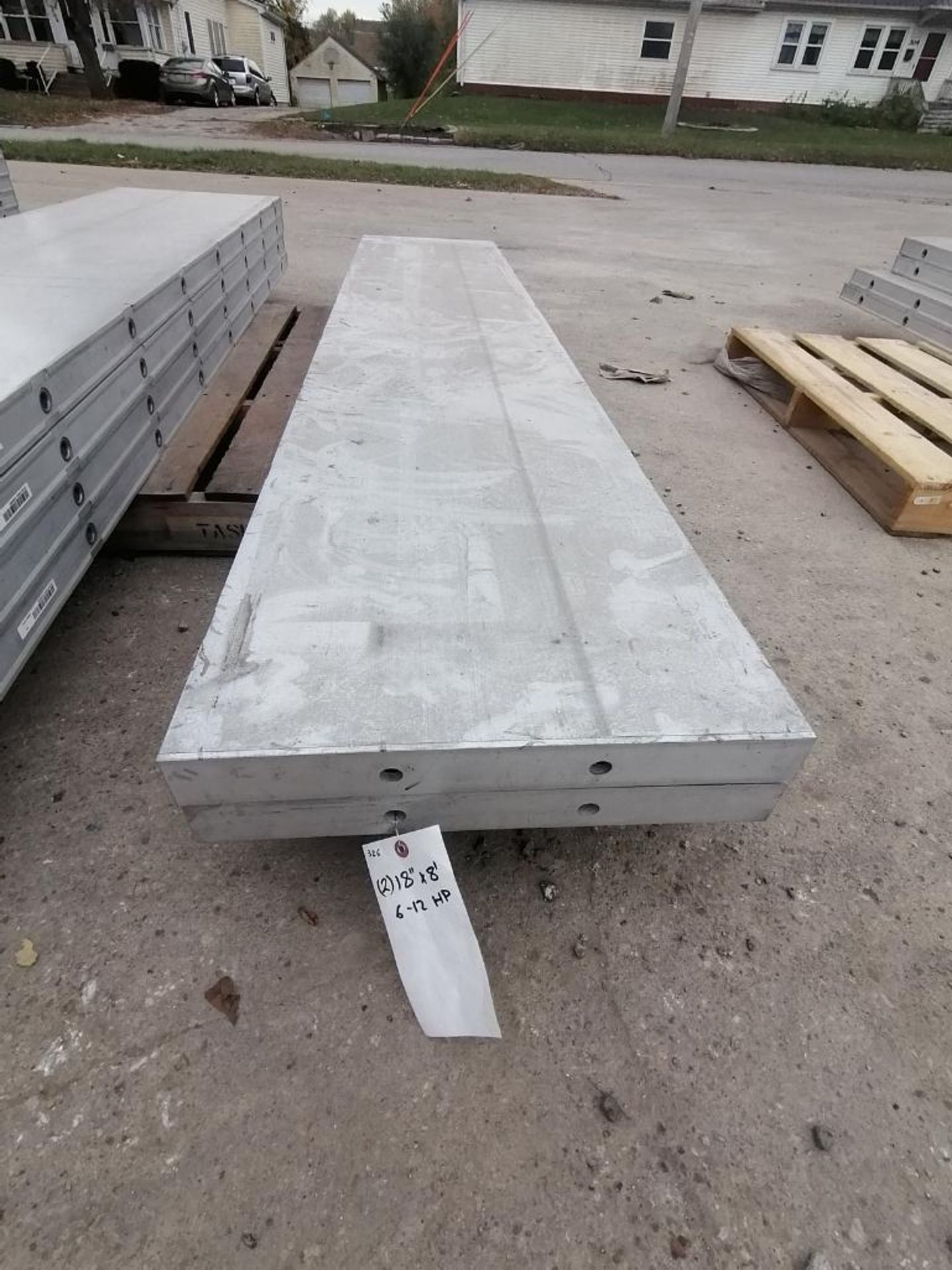 (2) 18" X 8' NEW Badger Smooth Aluminum Concrete Forms 6-12 Hole Pattern. Located in Mt. Pleasant,