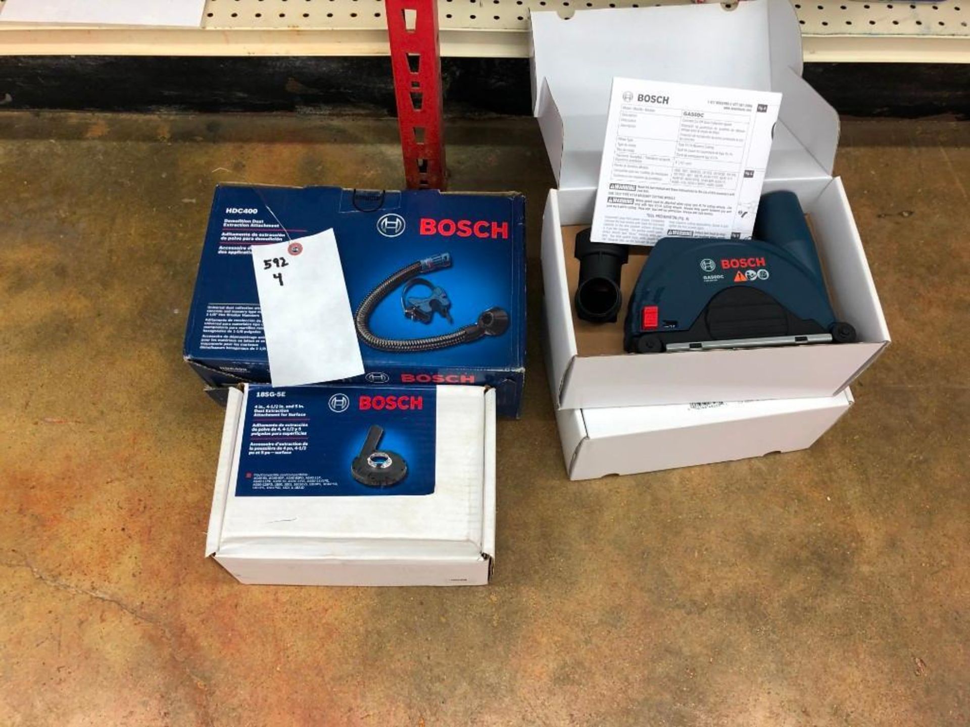 (4) NEW Bosch Dust Extraction Attachments. Located in Wildwood, MO.