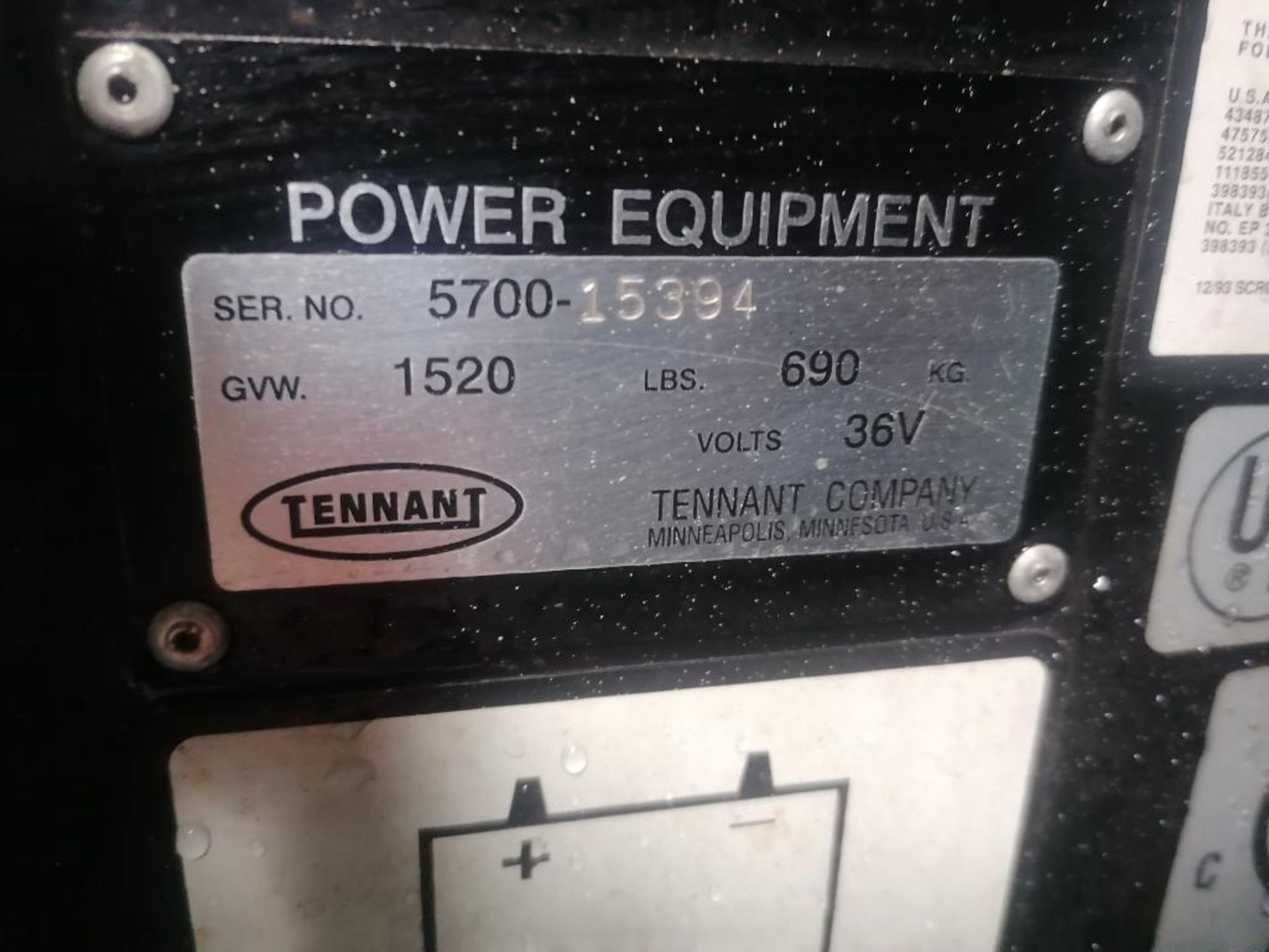 Tennant 5700 Floor Scrubber, Serial #15394, 36 V. Located in Mt. Pleasant, IA. - Image 12 of 16