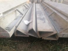 (4) 7 1/2" x 7 1/2" x 9' Full Hinged Smooth Aluminum Concrete Forms 6-12 Hole Pattern, Located in